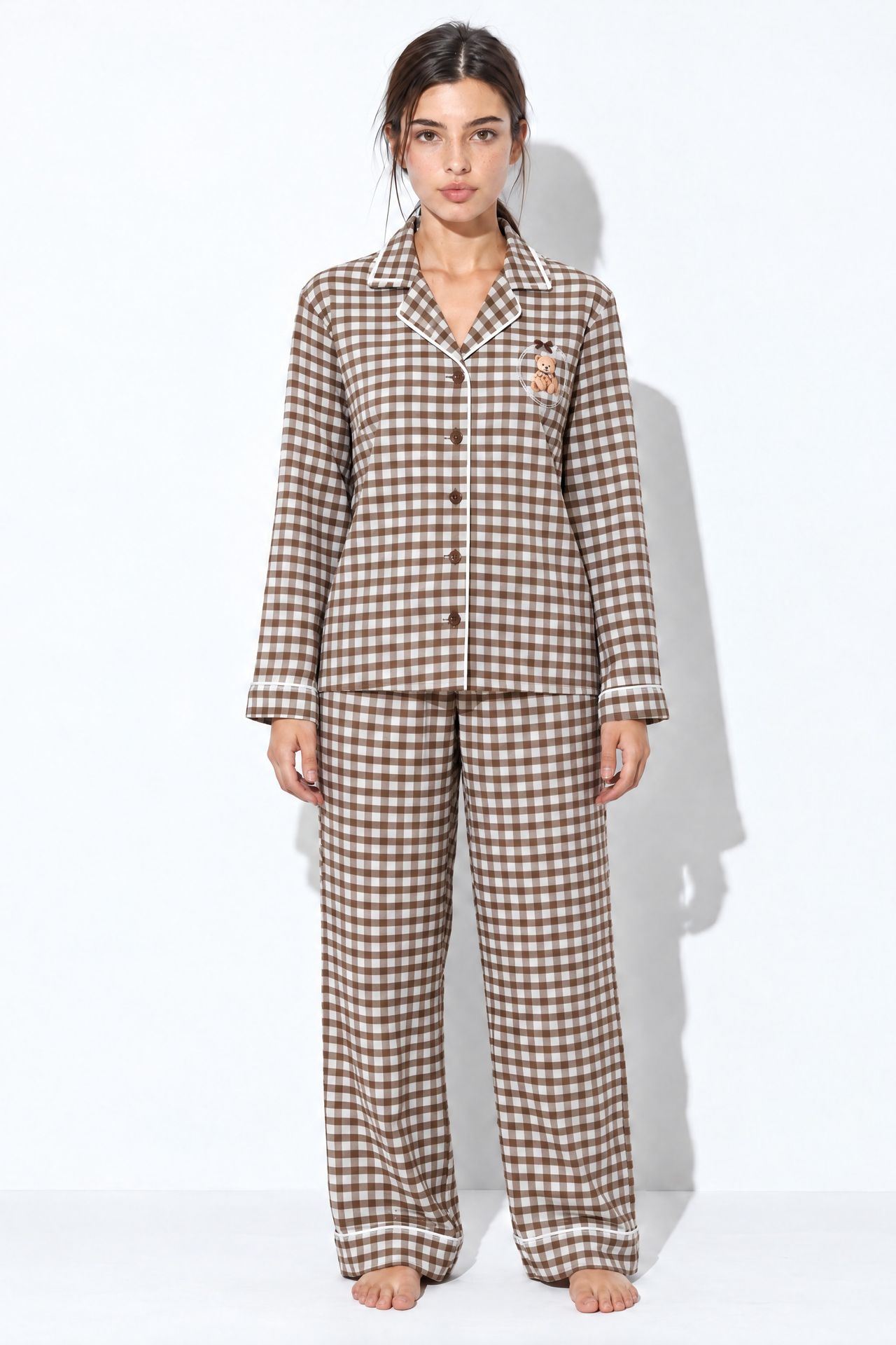 Desenli Gömlek Pantolon Pijama Takımı 1