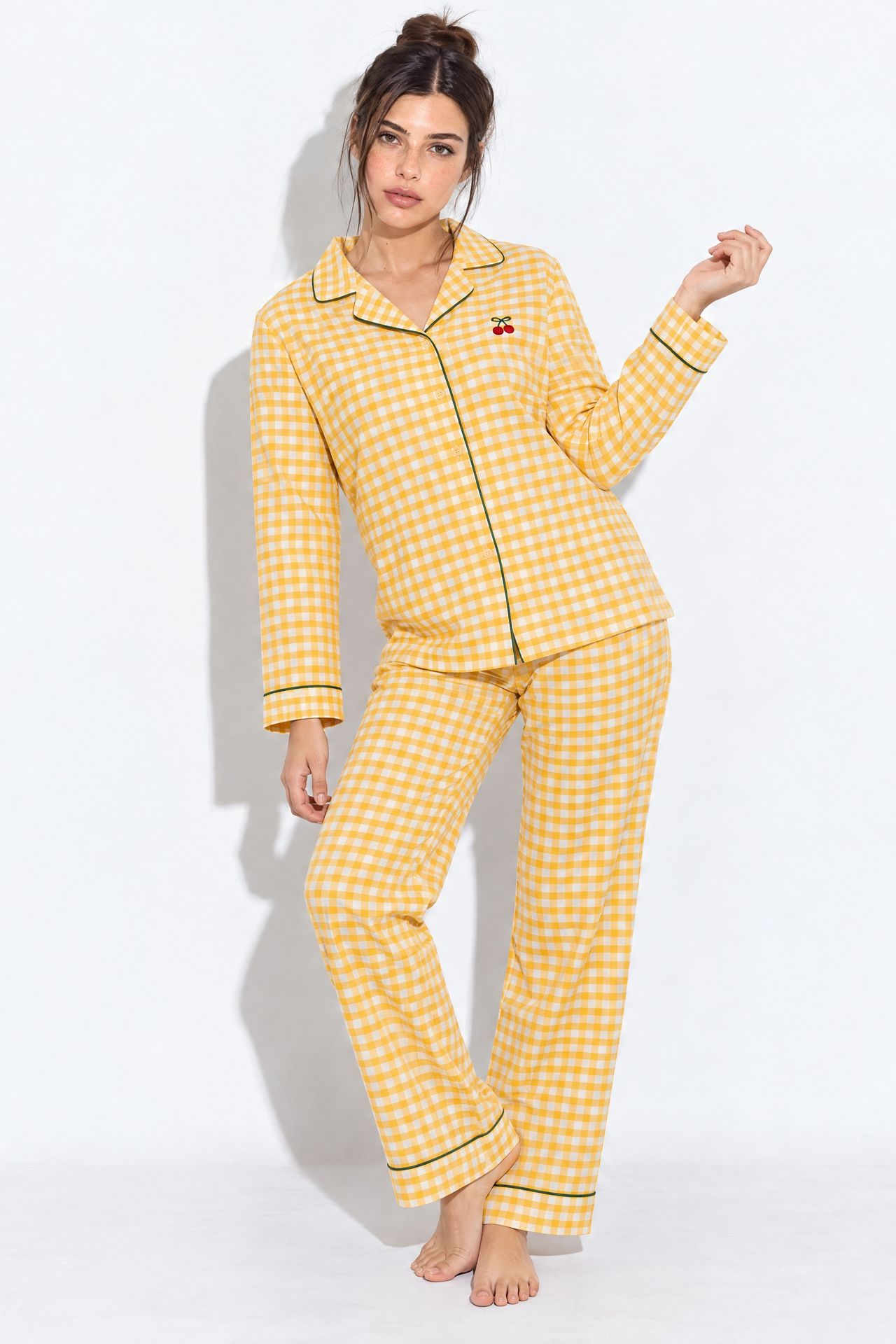 Desenli Gömlek Pantolon Pijama Takımı 1