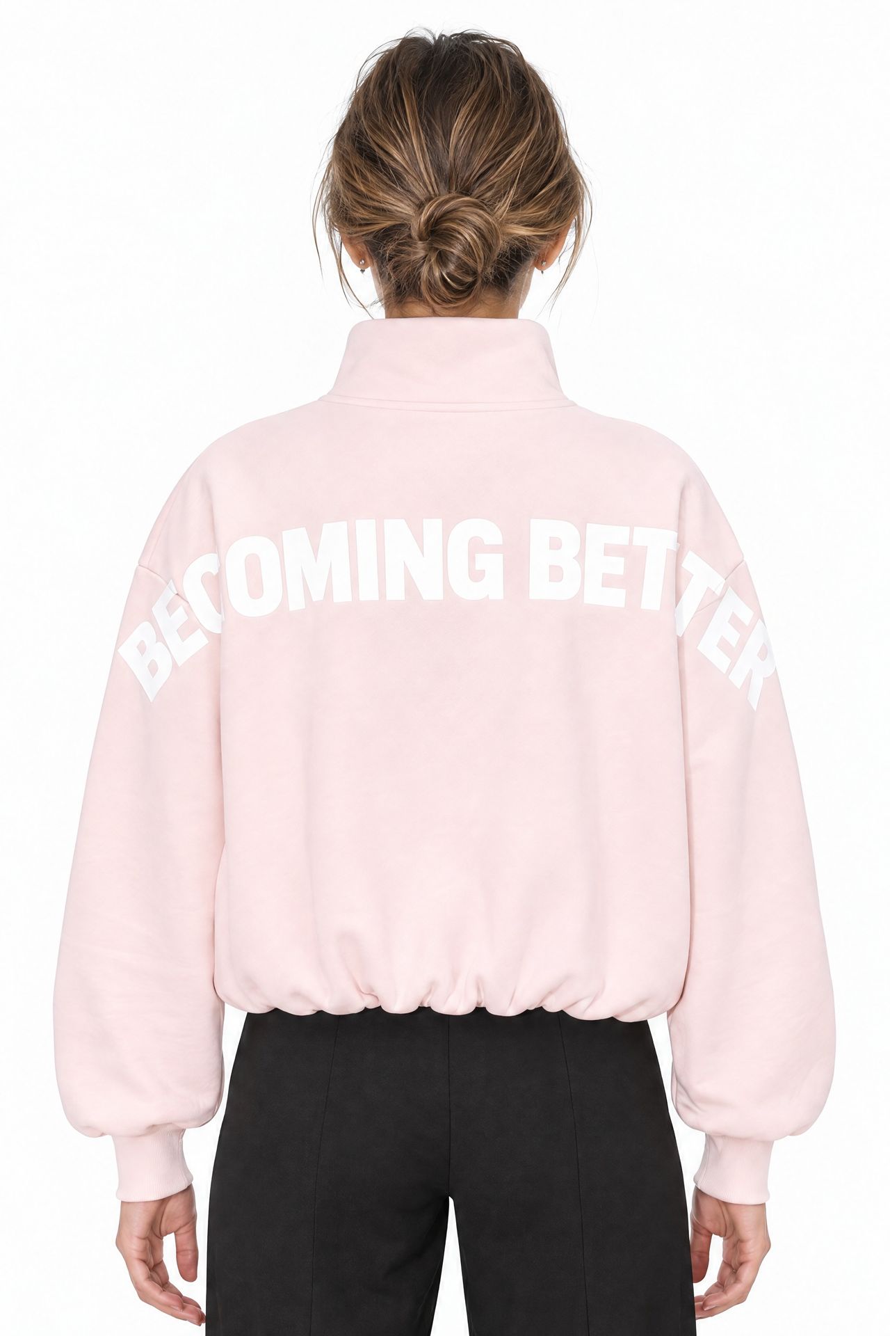BUSEM Bol Kesim Yarım Fermuarlı Kısa Sweatshirt 2