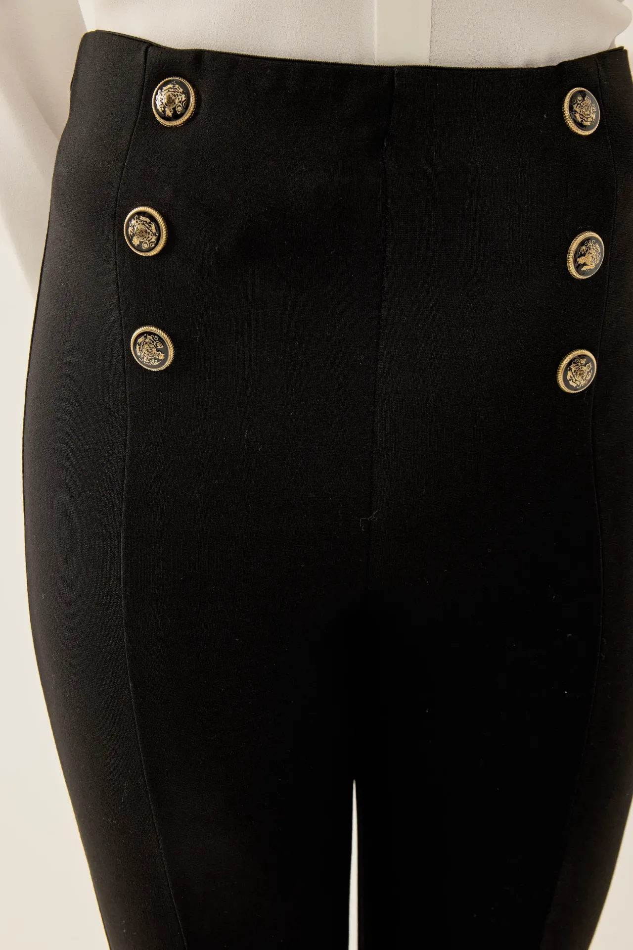 High Waist Leggings with Button Detail