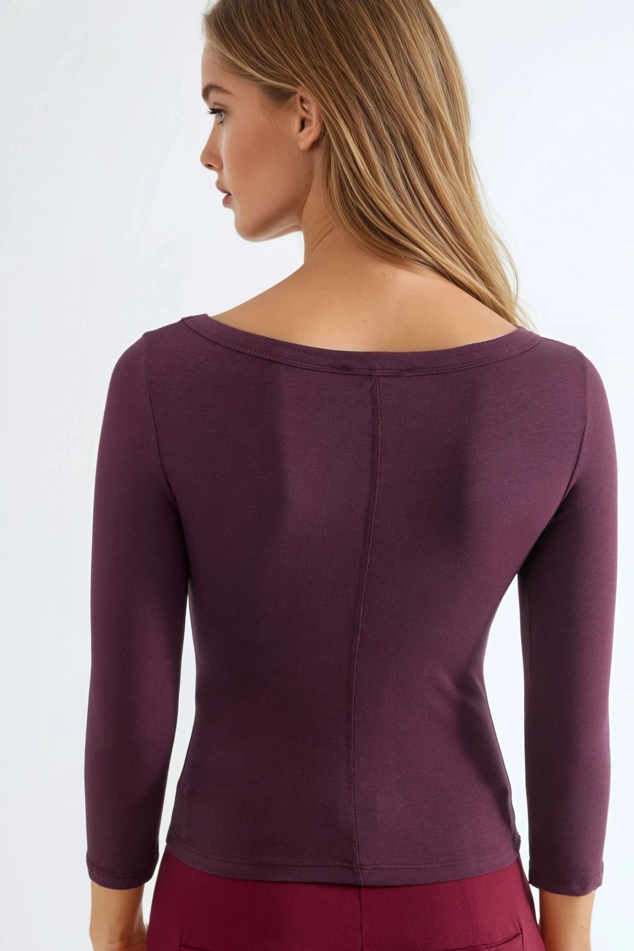 BUSEM Crew Neck Ribbed Long Sleeve Blouse 3