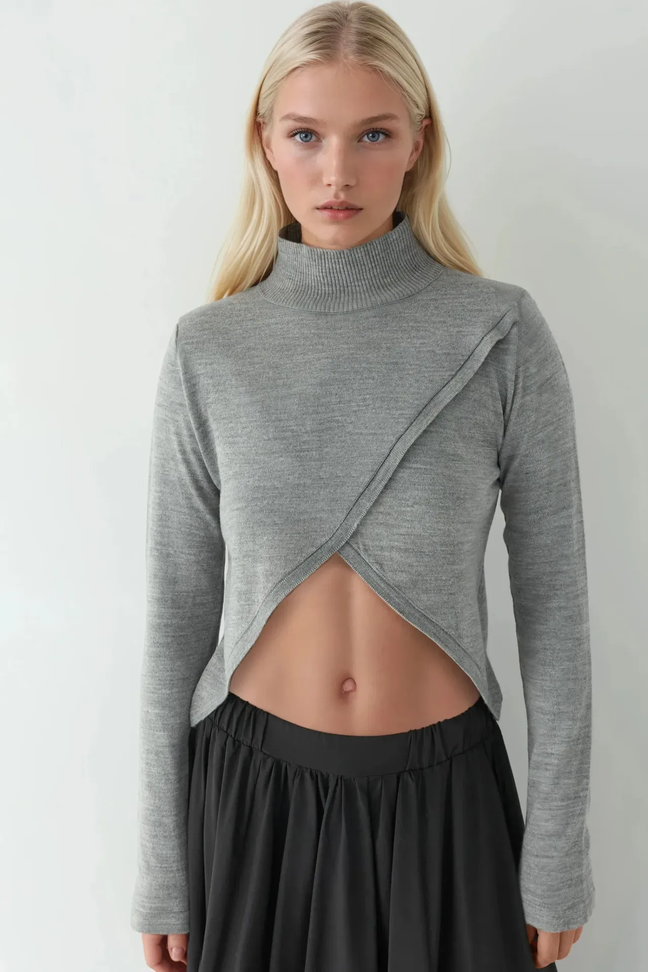 Asymmetric Turtleneck Knit Sweater 6
