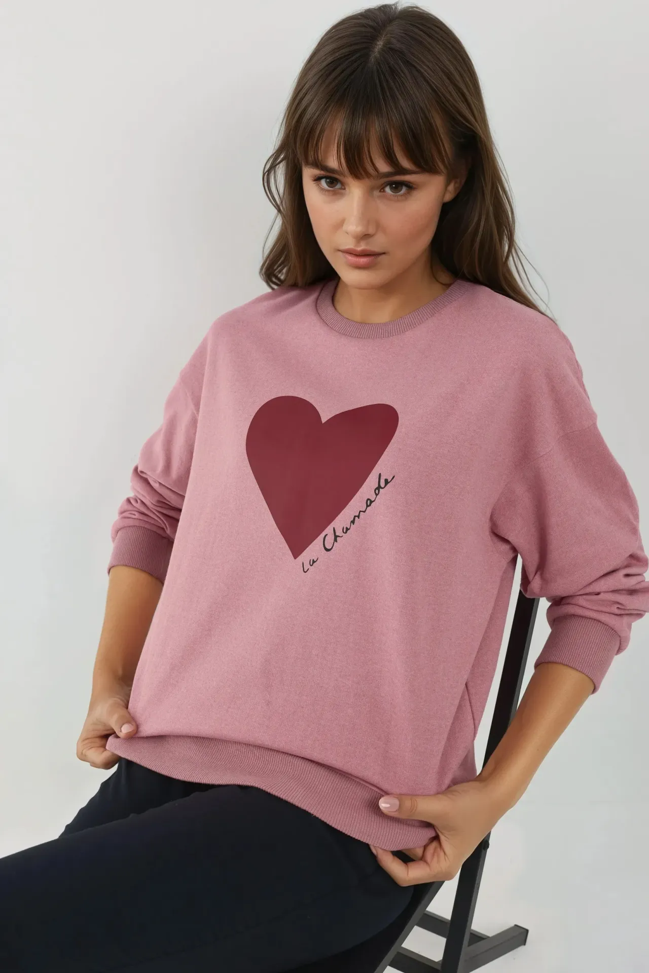 Printed Crew Neck Raised Sweatshirt 3
