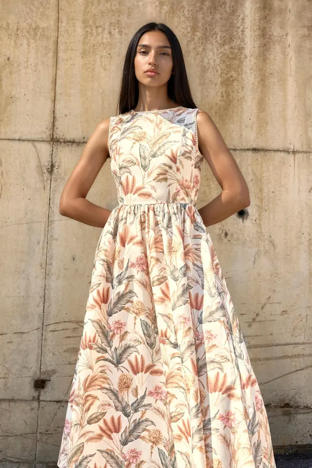 Cotton Dress with Lace Detail