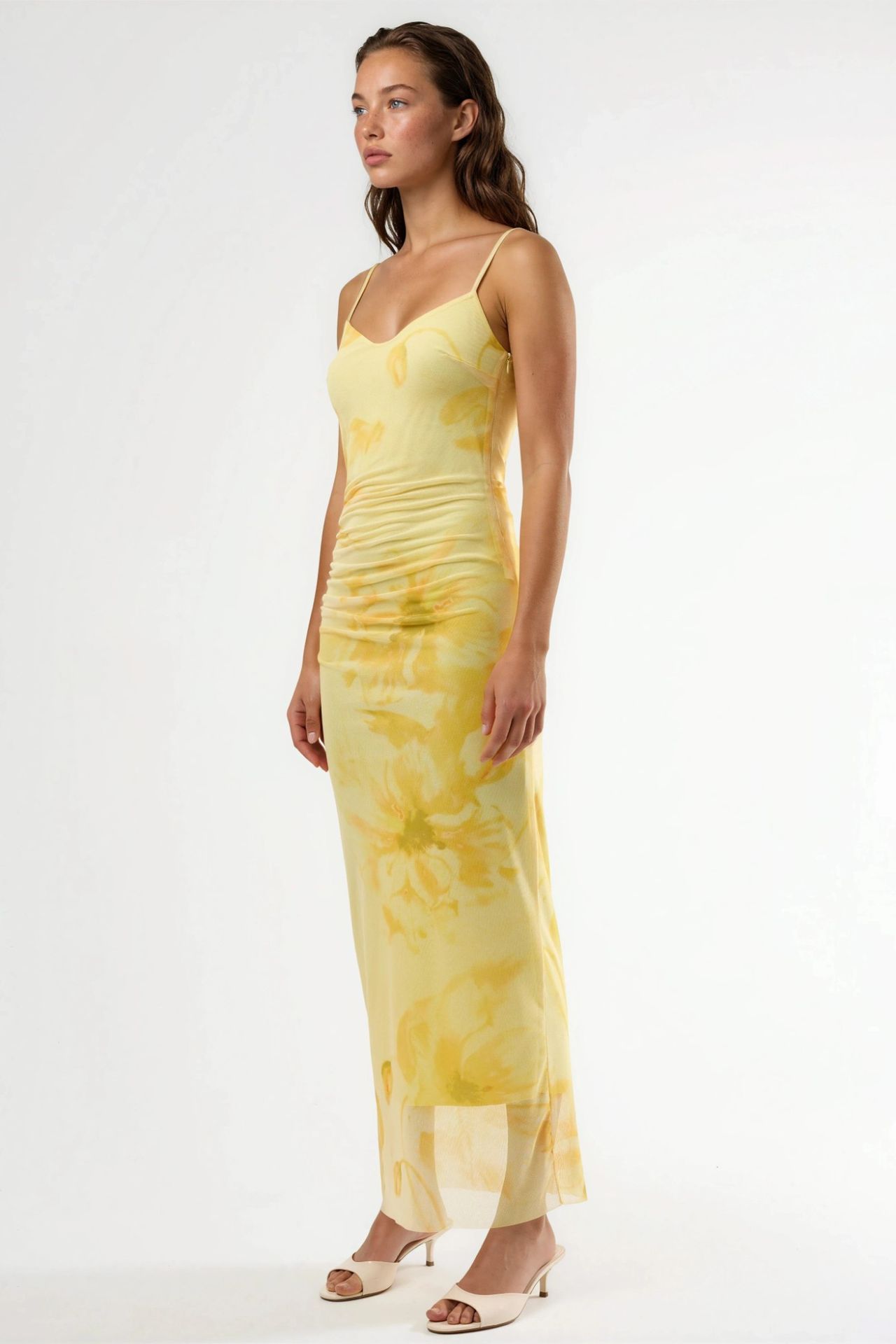 BUSEM Floral Bodycon Midi Dress with Drape 4