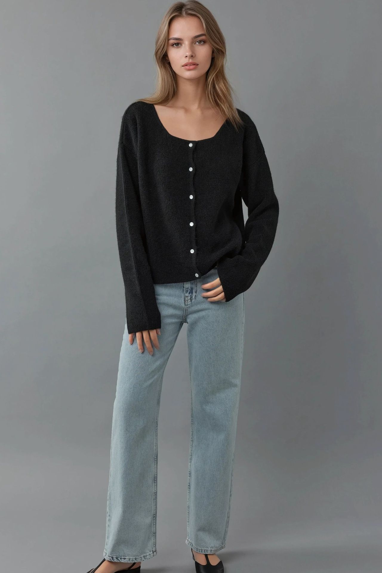 Ultra Soft Crew Neck Buttoned Dual-use Cardigan 6