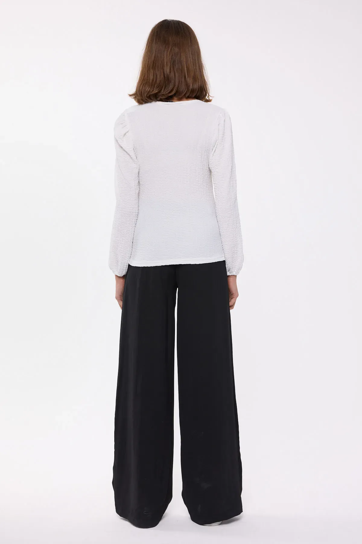 Square-Neck Woven Long Sleeve Top 5