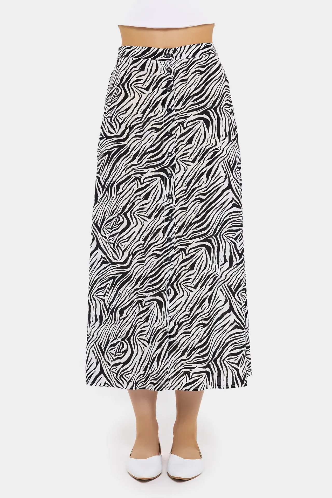 Floral High Waist Buttoned Maxi Skirt