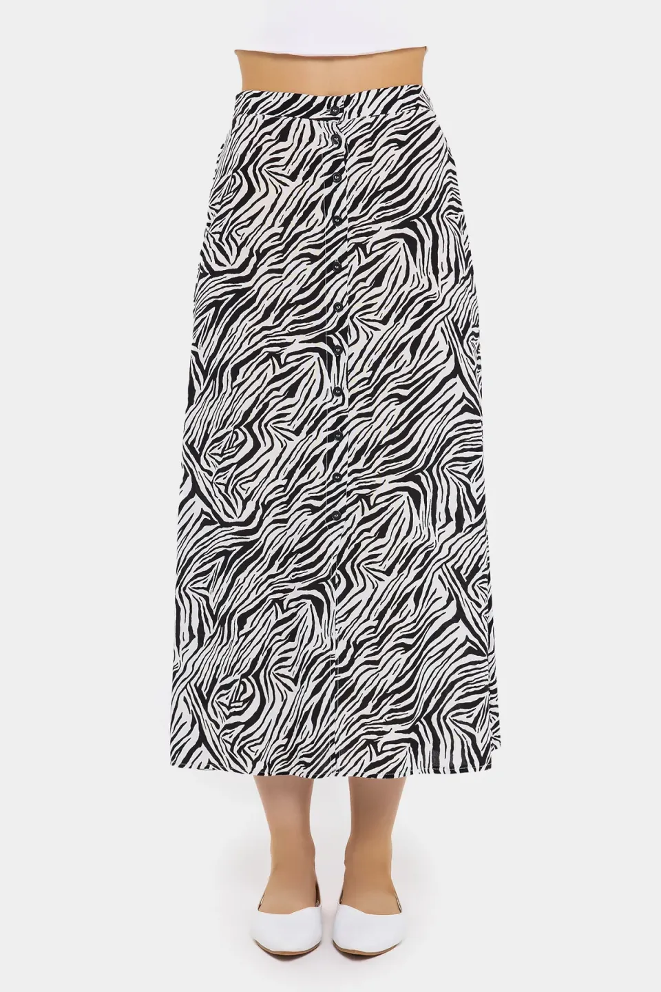 Floral High Waist Buttoned Maxi Skirt