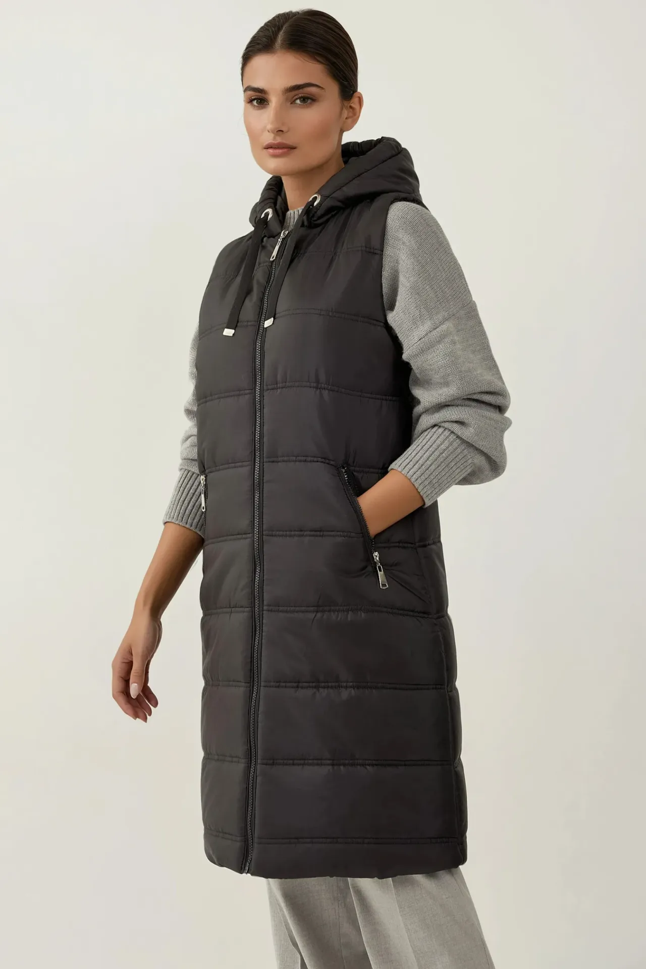 BDART Long Hooded Zipper Vest 7