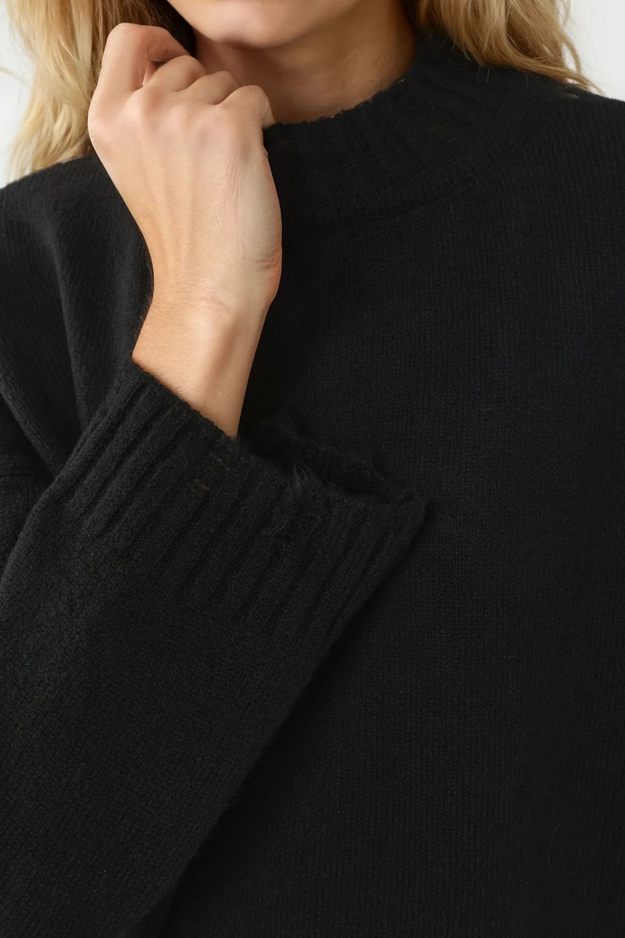 MY FASHION Oversized Textured Knit Sweater with Crew Neck 5
