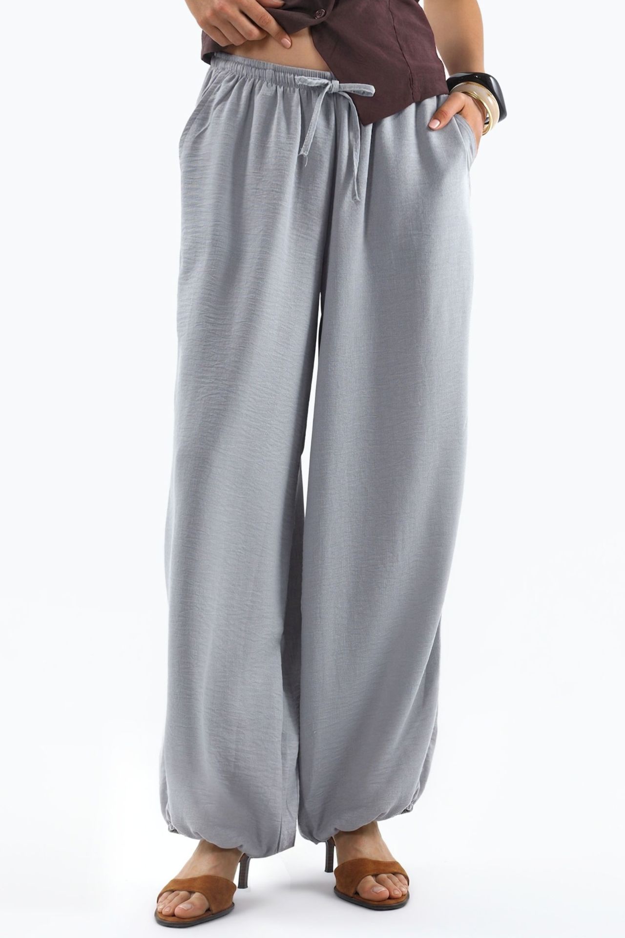 BUSEM Wide-Leg Woven Trousers with Drawstring Waist 1