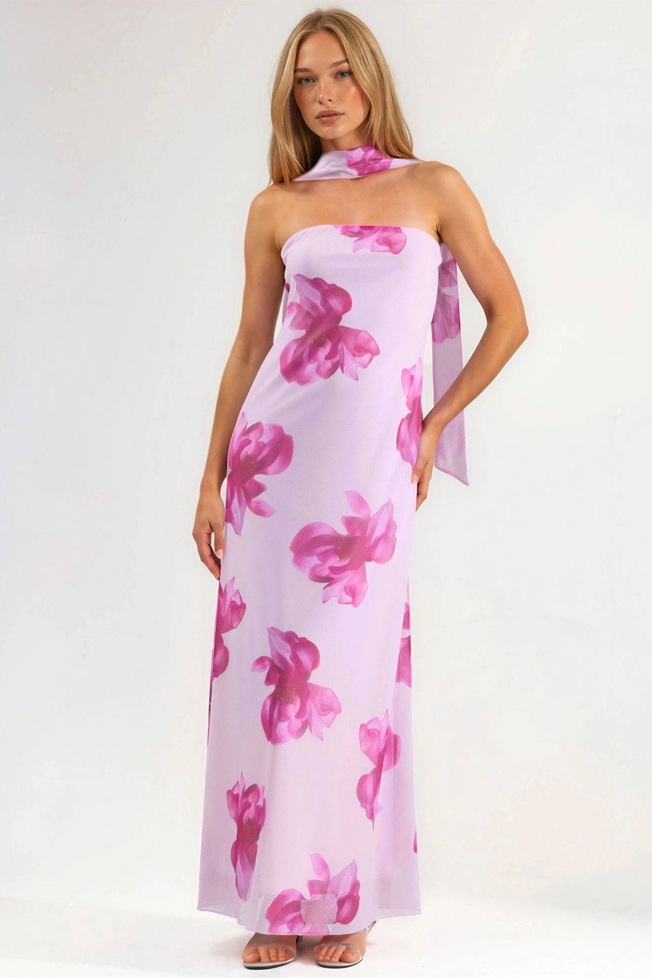 Strapless Maxi Dress with Floral Print 6