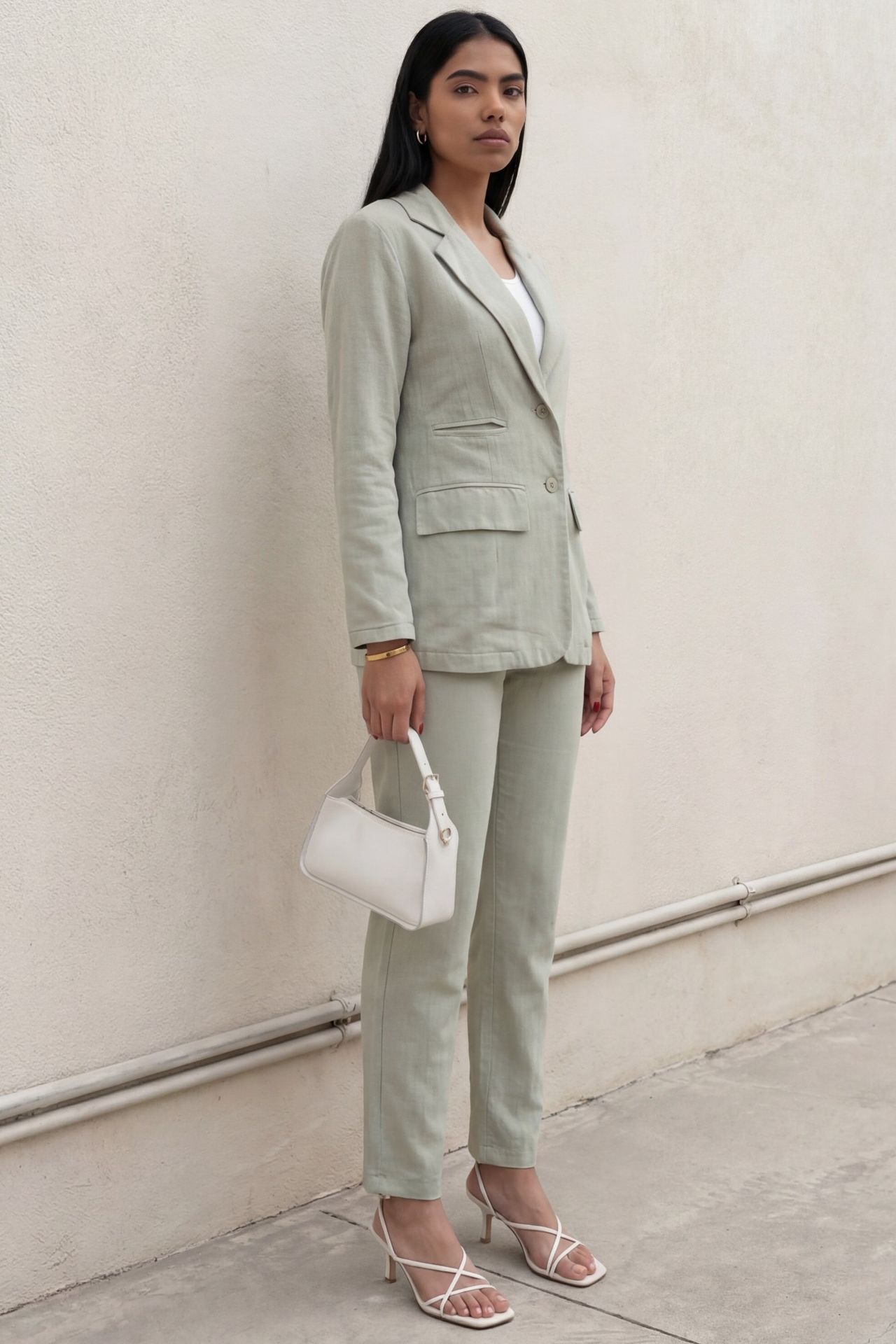 MY FASHION Buttoned Jacket Collar Two-Piece Set 3