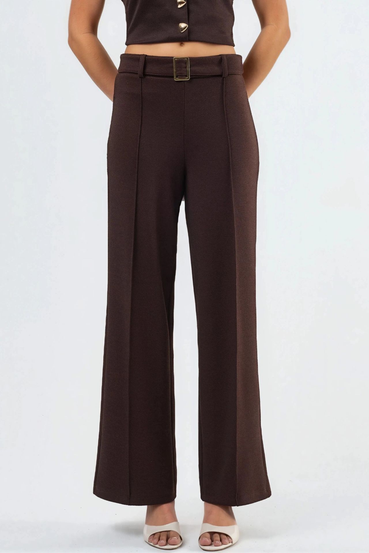BUSEM High Waist Belted Straight Leg Pants 6