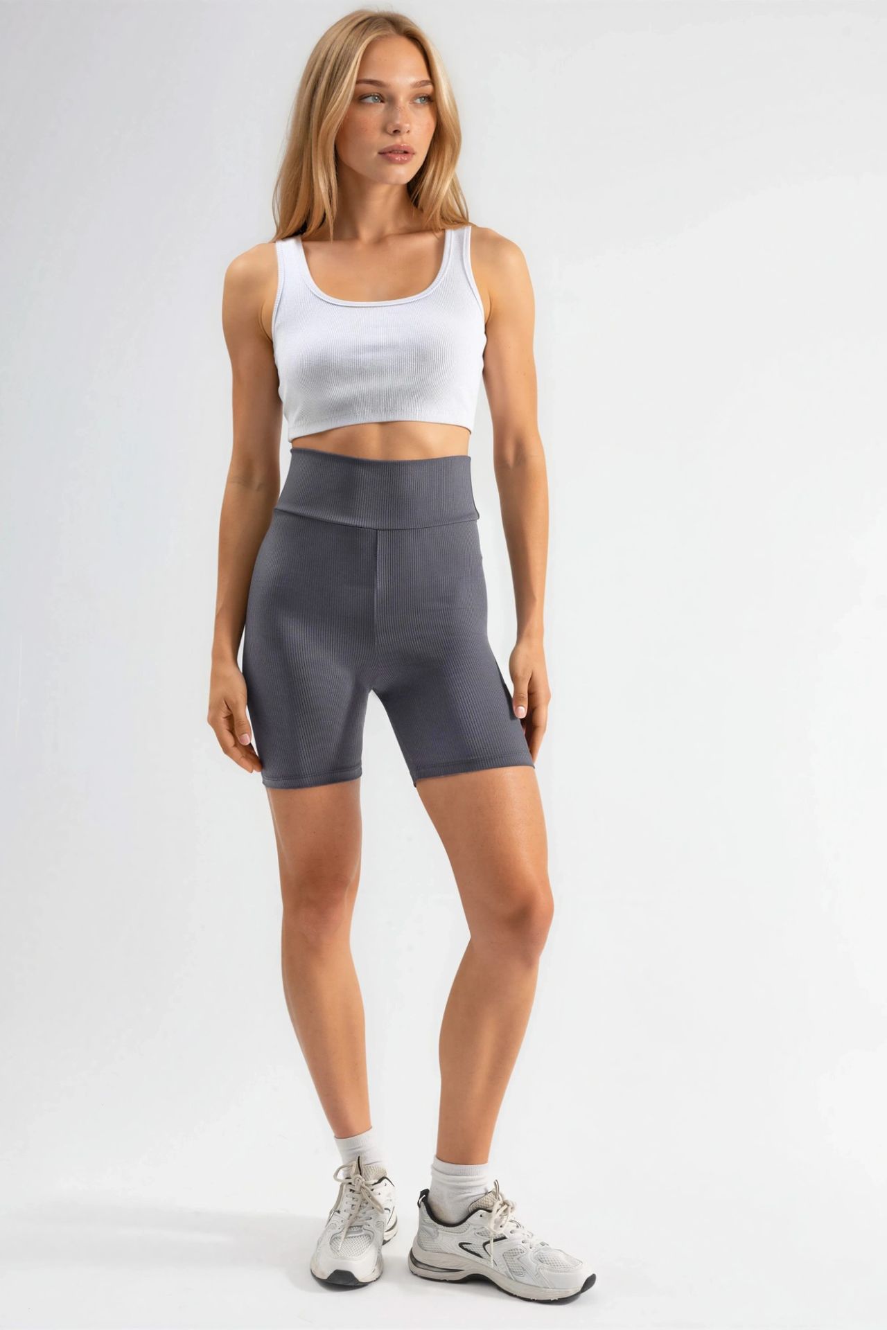 High Waist Ribbed Biker Shorts Ellie Collection 5