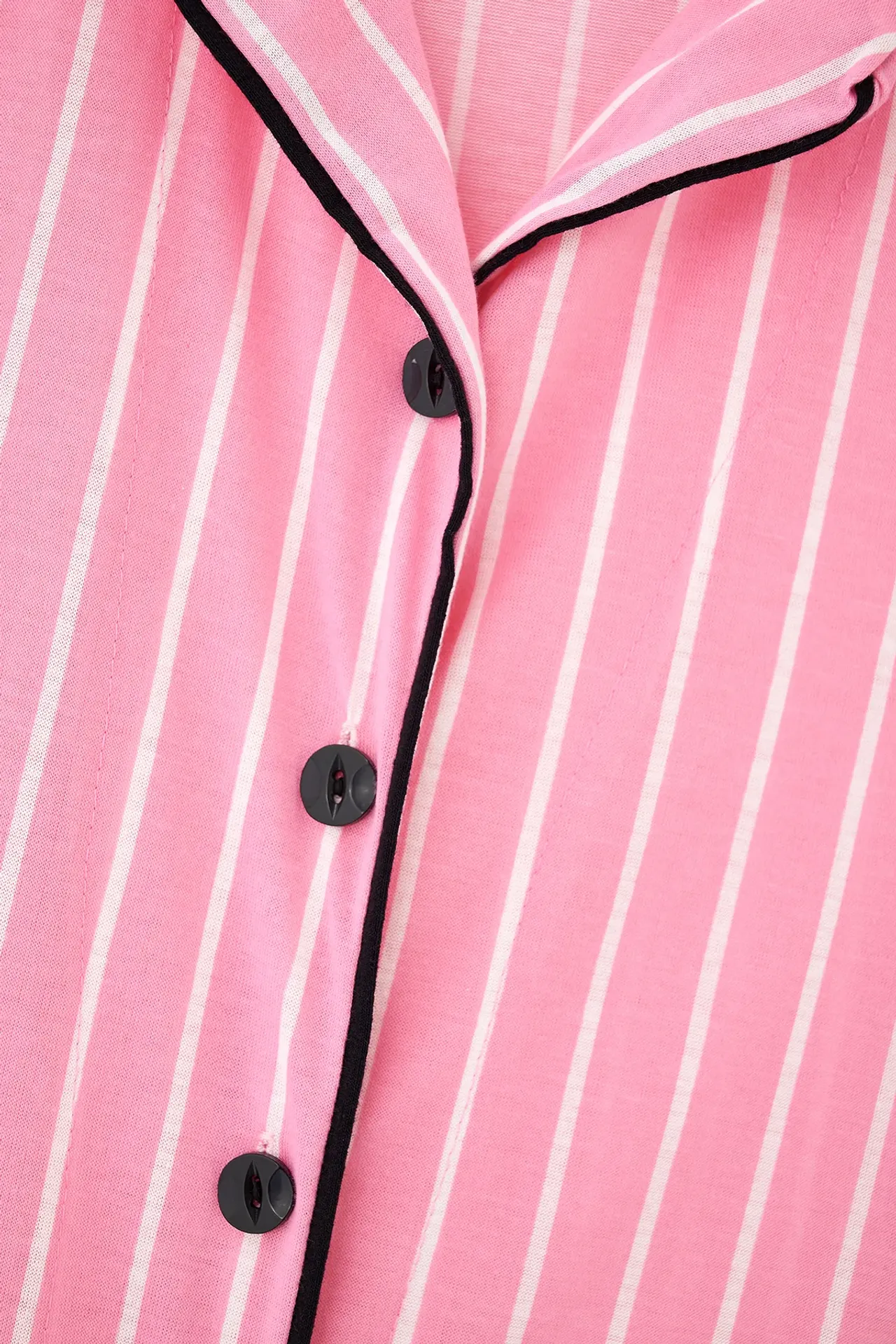 Cotton Striped Polo Collar Two-piece Buttoned Pyjamas