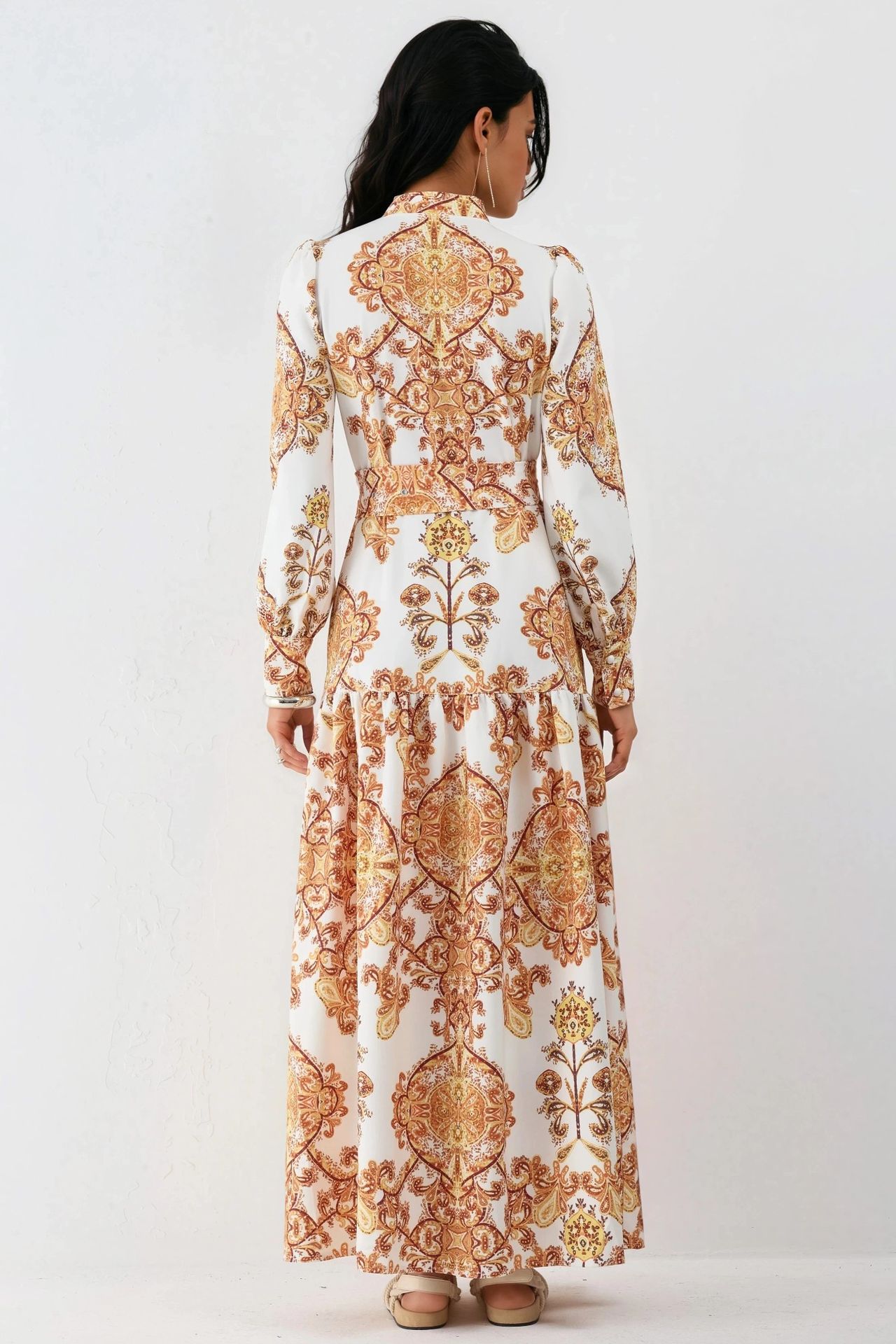 MSN Belted Paisley Print Maxi Shirt Dress 3