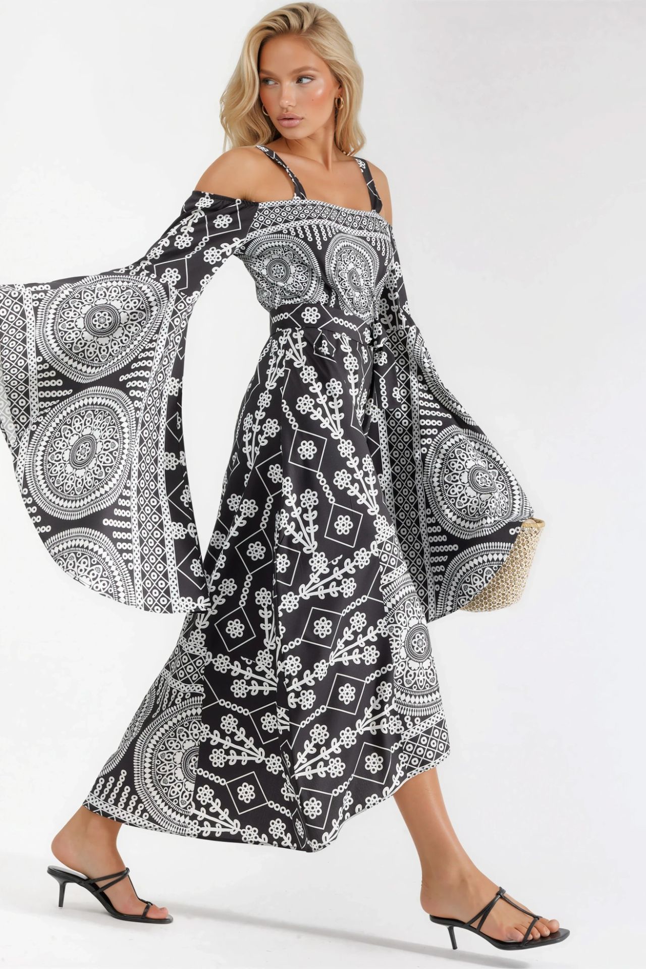 MSN Strapless Geometric Cut Out Maxi Dress 2