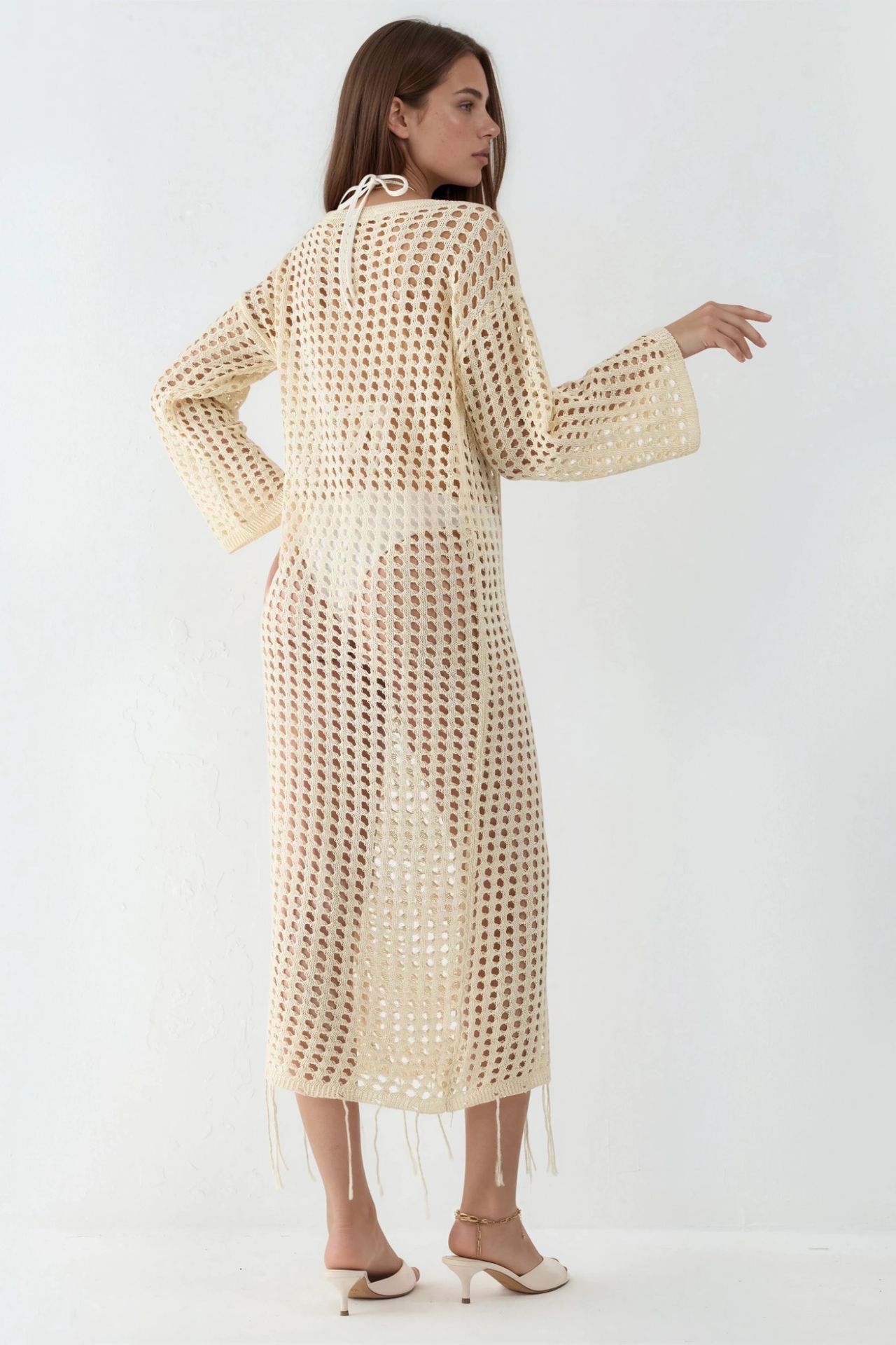 100% Cotton Cut-Out Maxi Knitwear Beach Dress 3