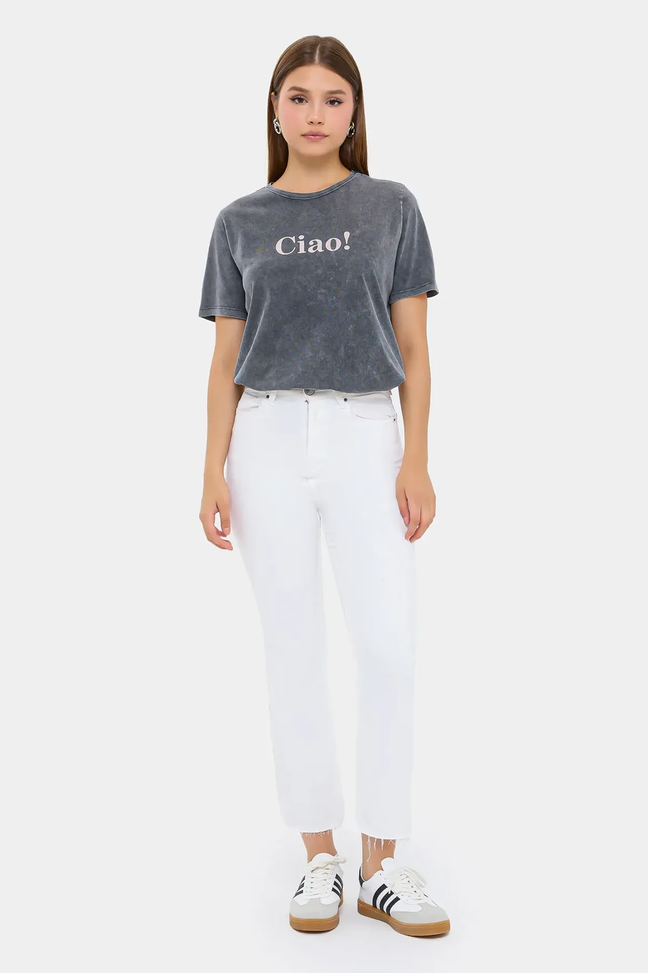 Relaxed Fit Acid-Washed Cotton T-Shirt