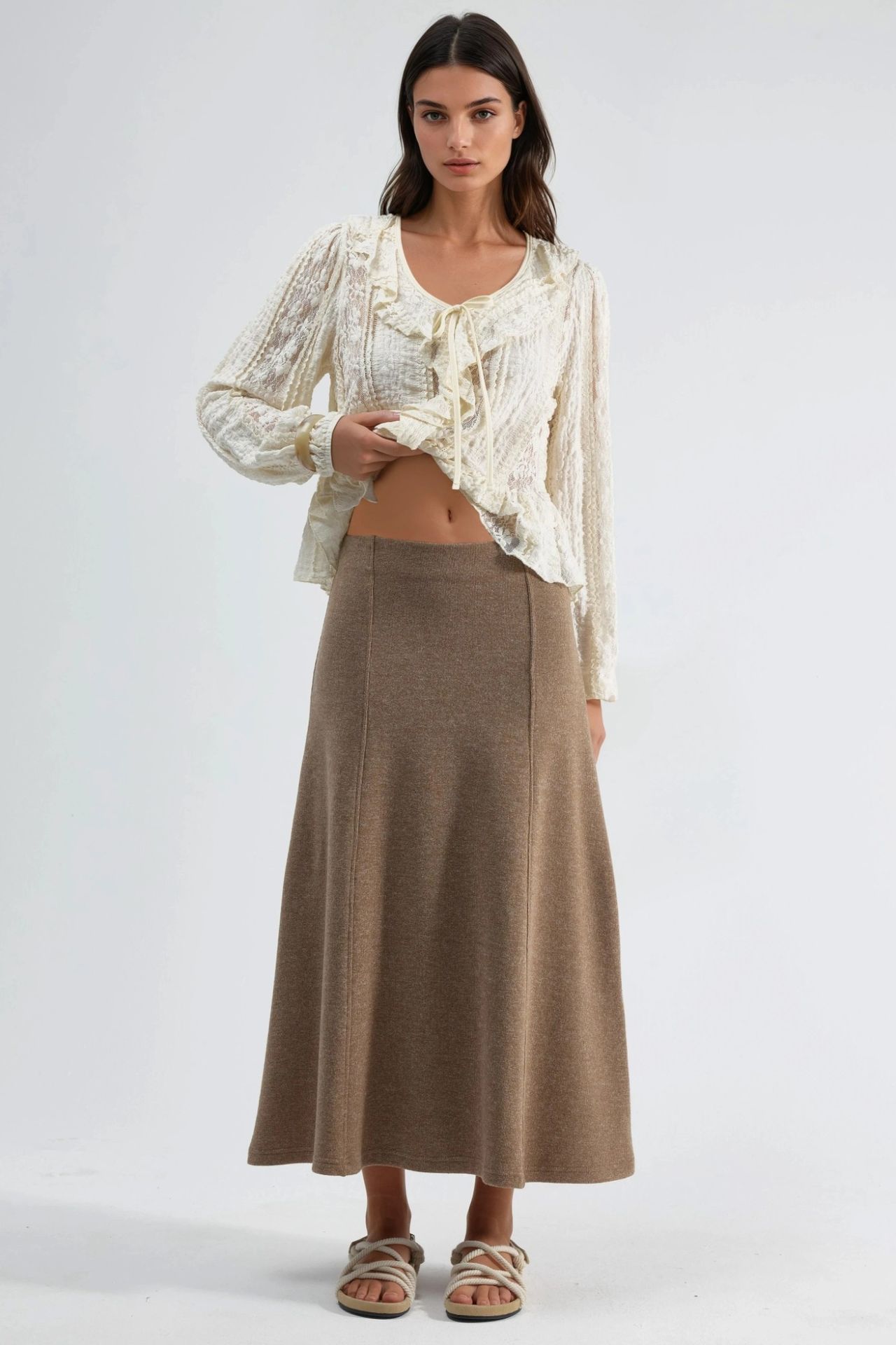 BUSEM Soft Textured A-Line Midi Skirt 6