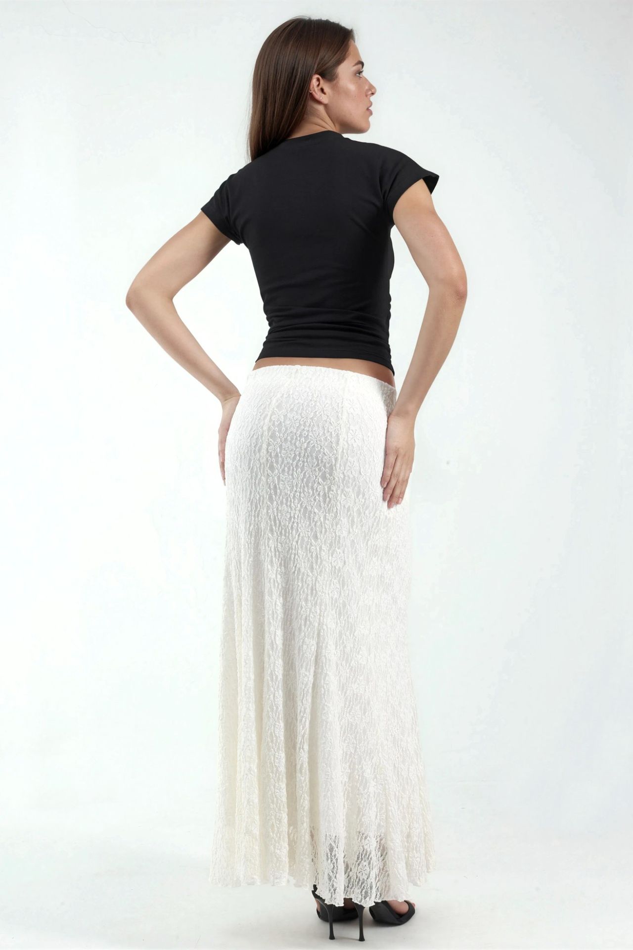 High Waist Lace Maxi Skirt 4