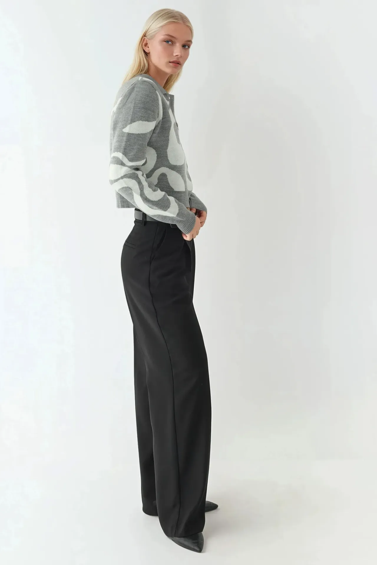 Polo Collar Jacquard Knit Sweater 6