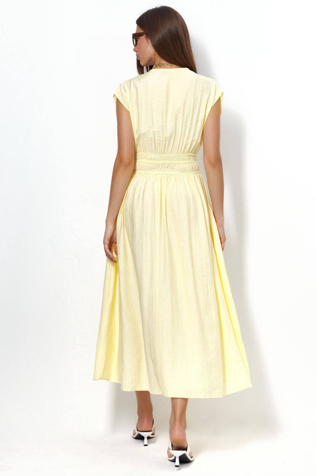 BUSEM Textured V-Neck Midi Dress 3