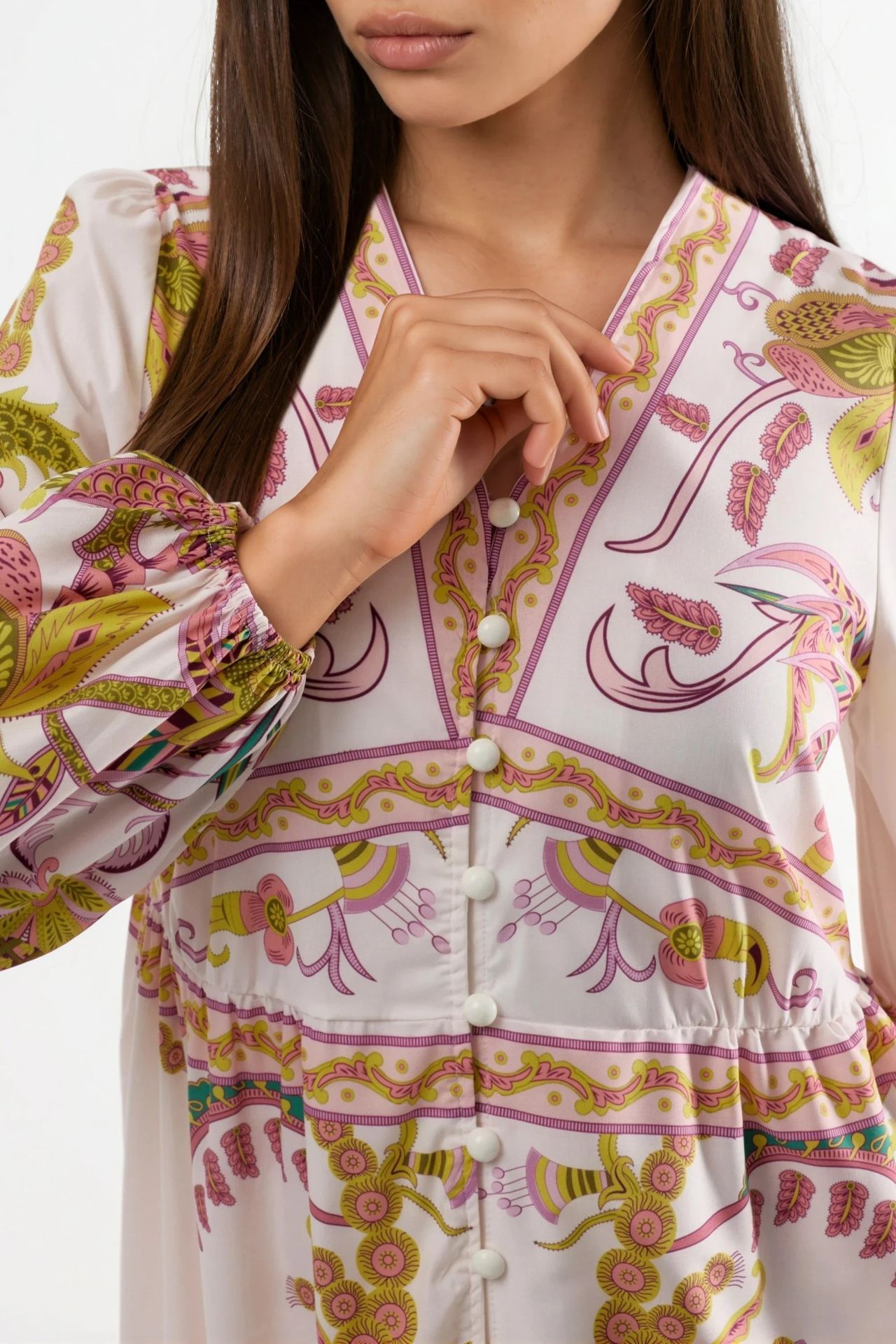 MSN Belted Printed Maxi Dress with V-Neck 7