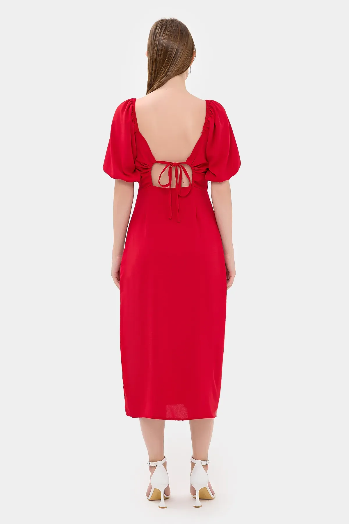 Sweetheart Neck Midi Dress with a Side Slit 4