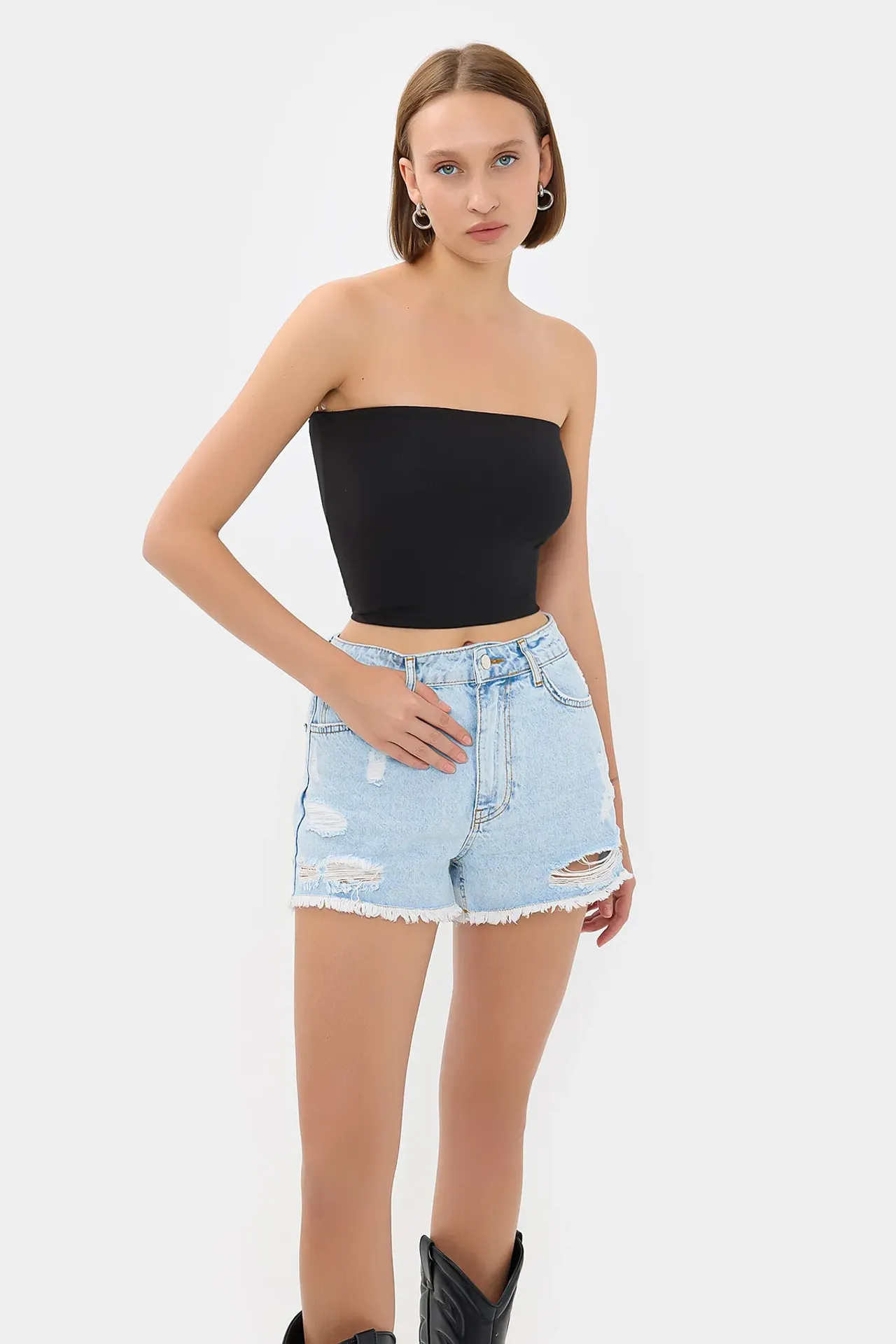 Strapless Basic Sleeveless Cropped Top