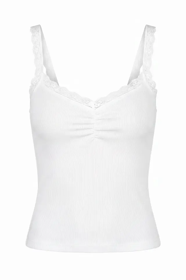 V-Neck Lace Detailed Tank Top