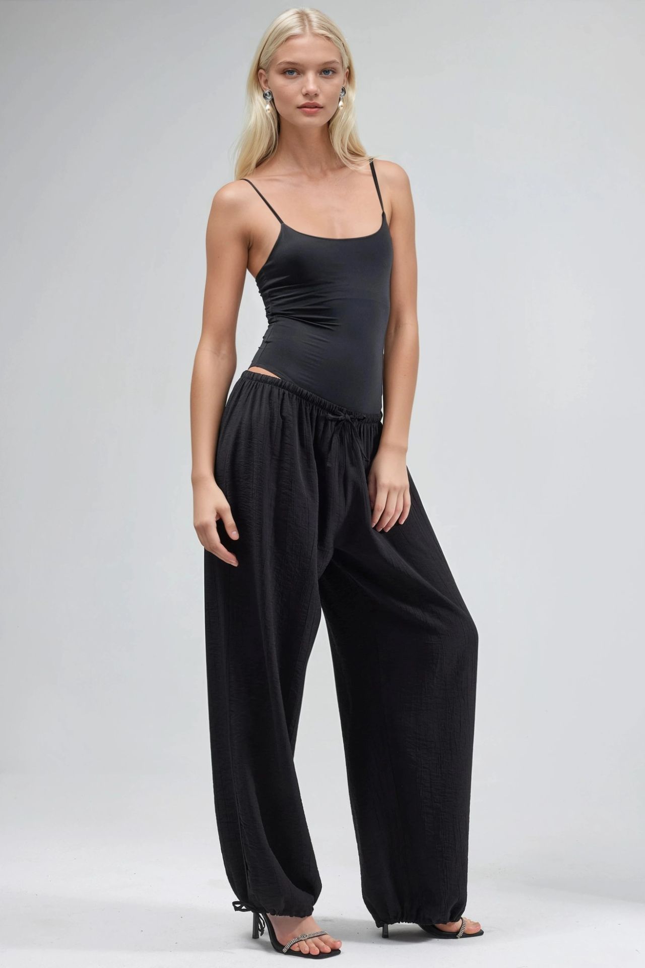 BUSEM Elastic Waist Pants with Tie Detail 2