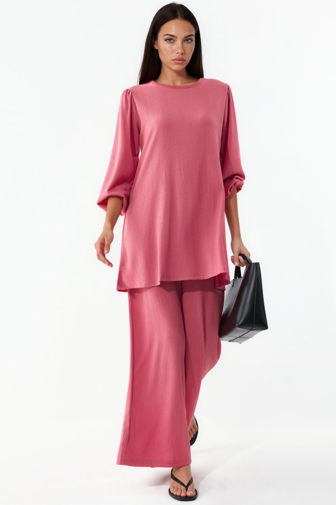 BDART Textured Long Sleeve Tunic and Wide Leg Pants Set
