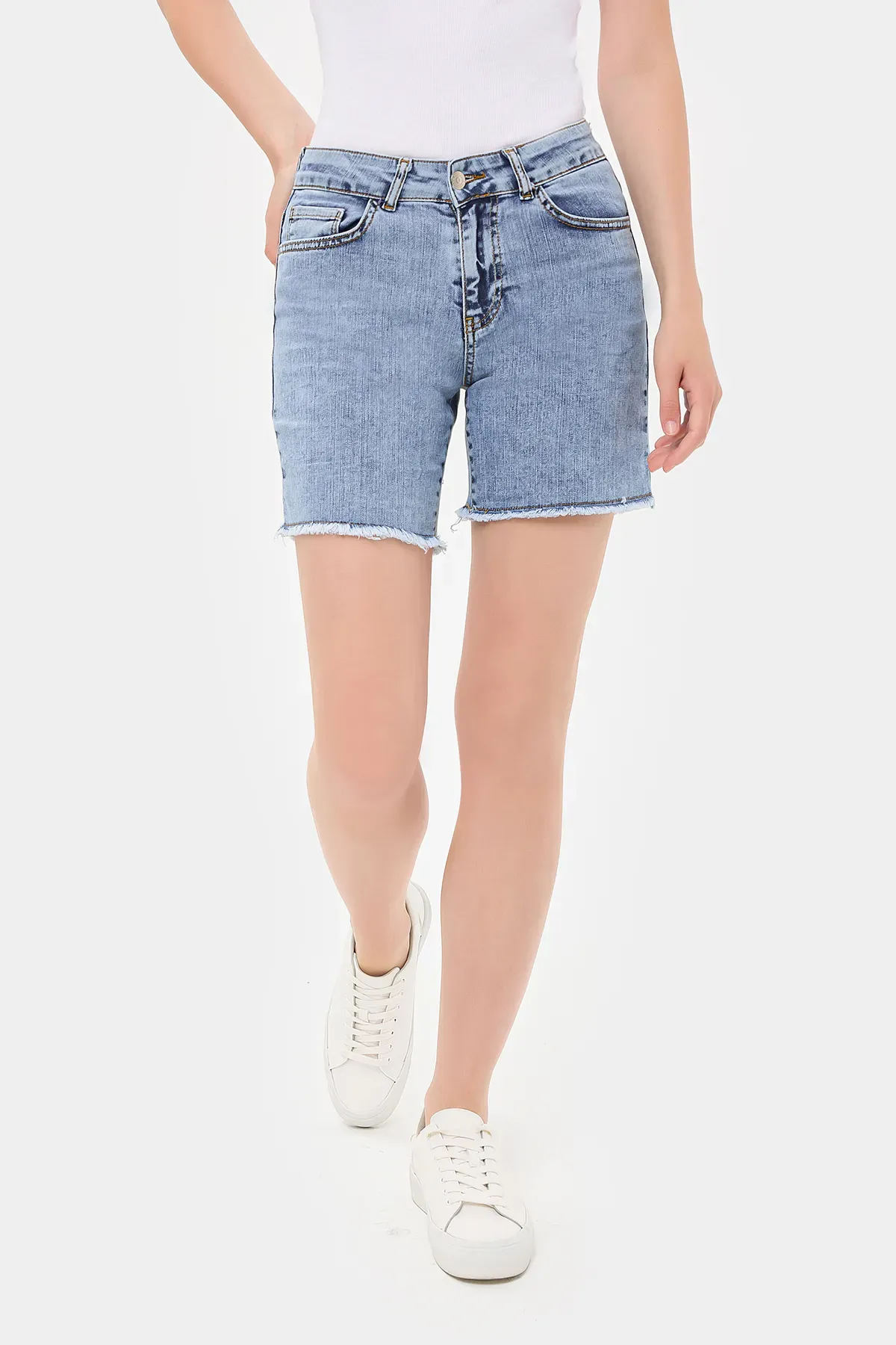 Denim Mid Rise Shorts 3