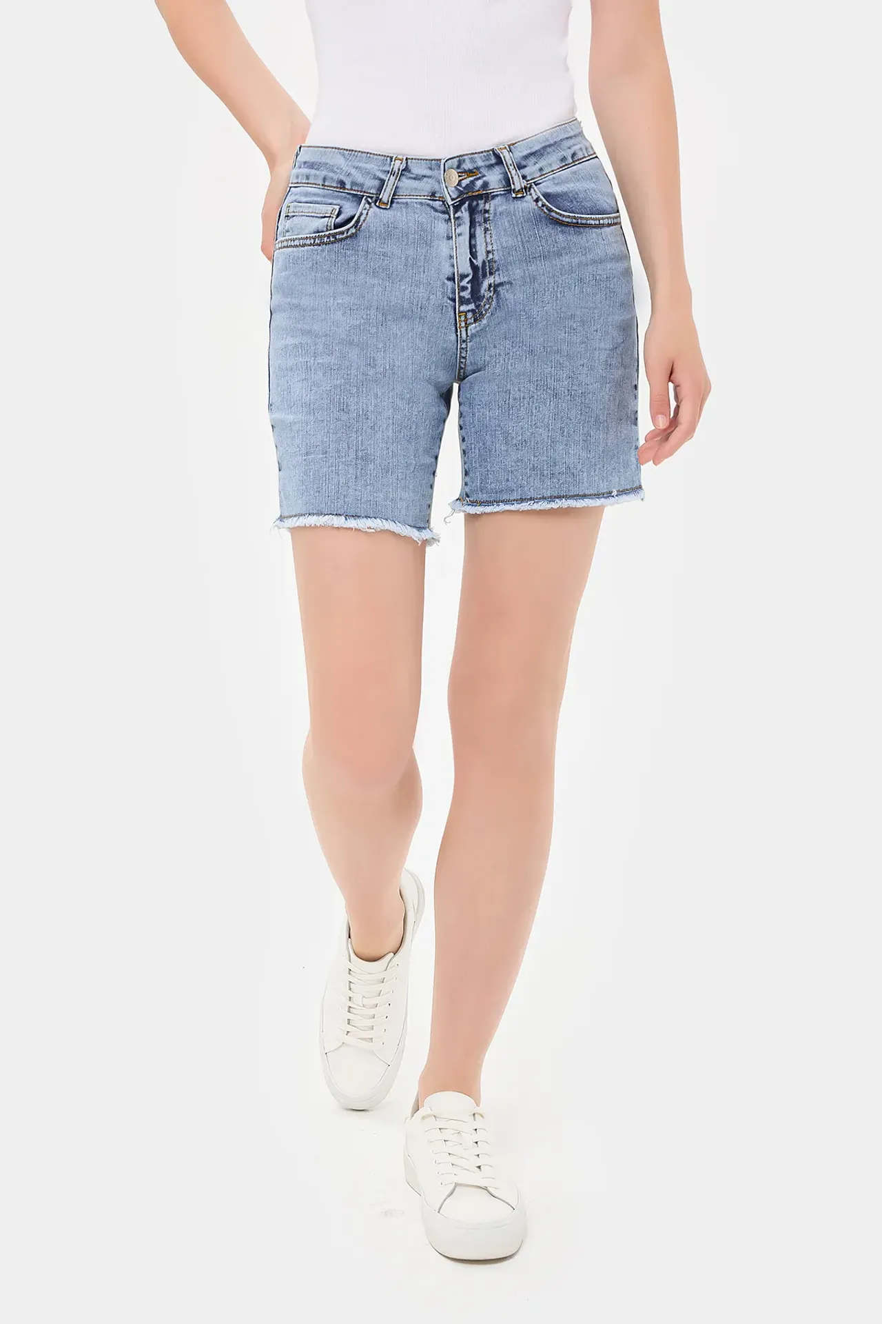 Denim Mid Rise Shorts