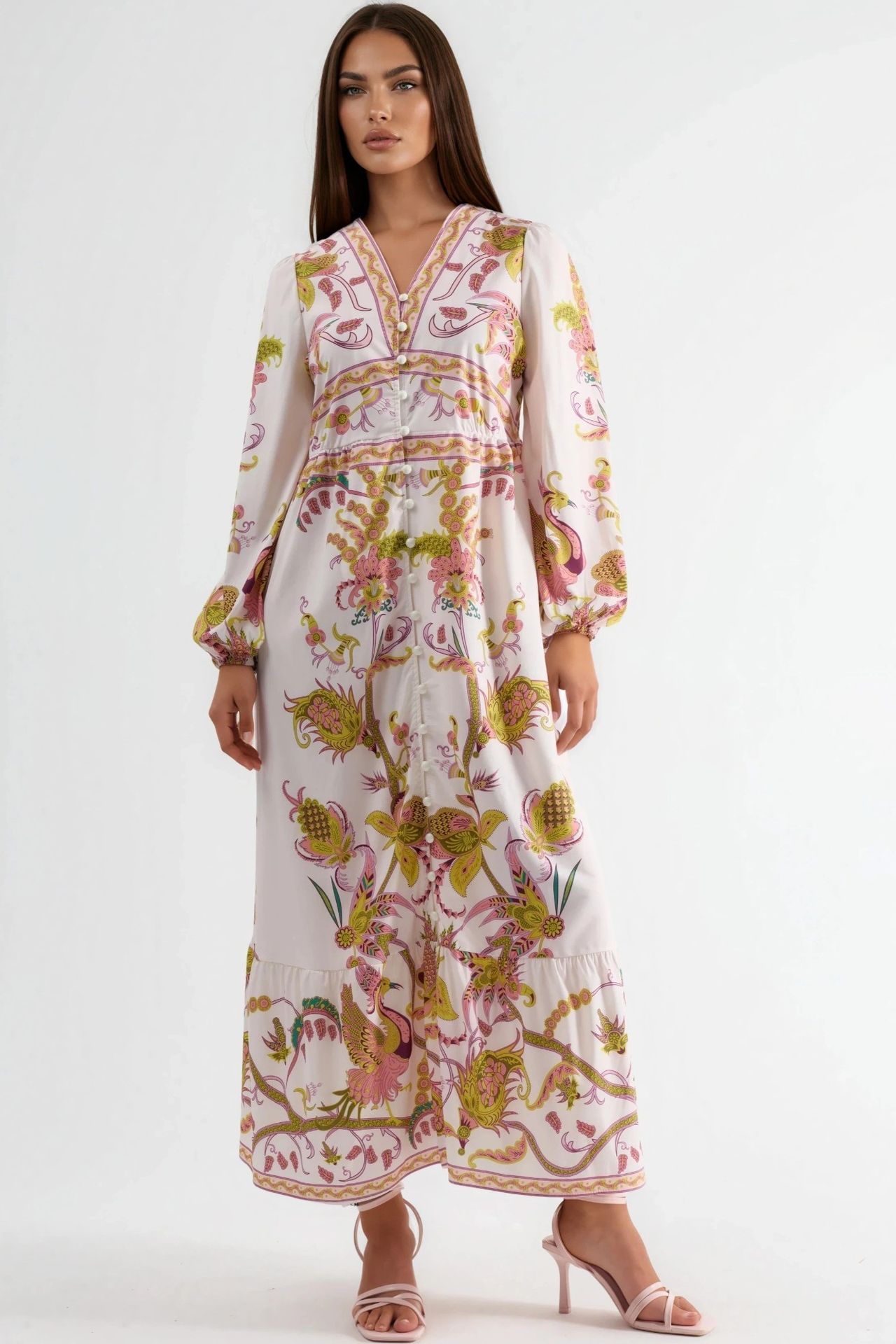 MSN Belted Printed Maxi Dress with V-Neck 2