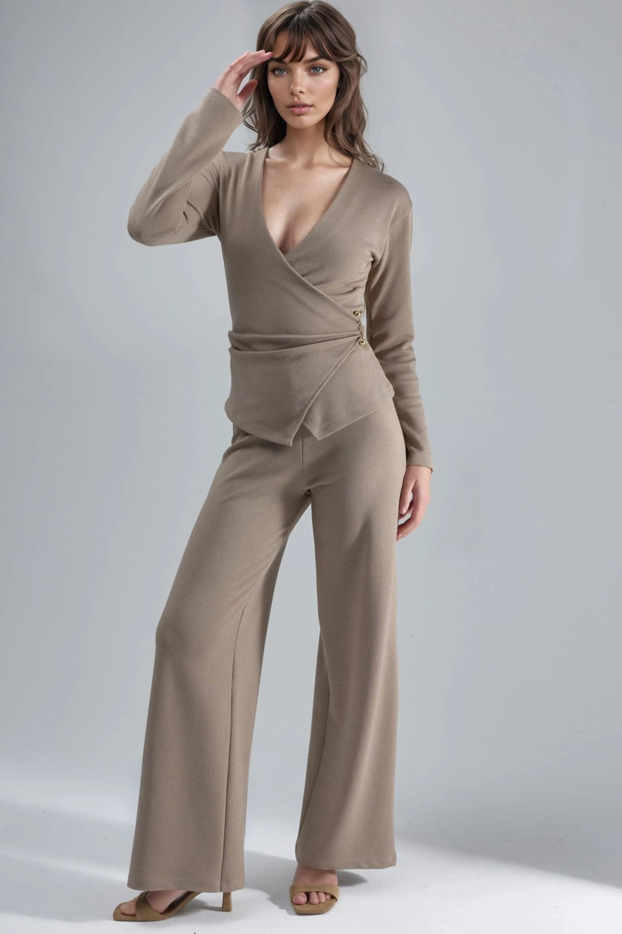BUSEM Accessory Detail V-Neck Long Sleeve Wrap Blouse 7