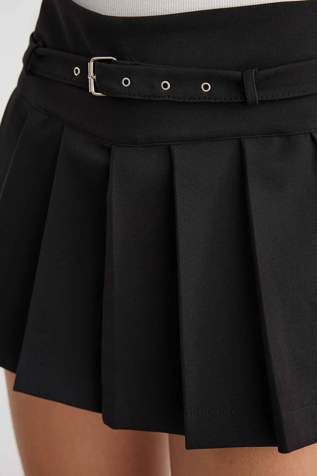 Pleated Skirt with Belt Detail