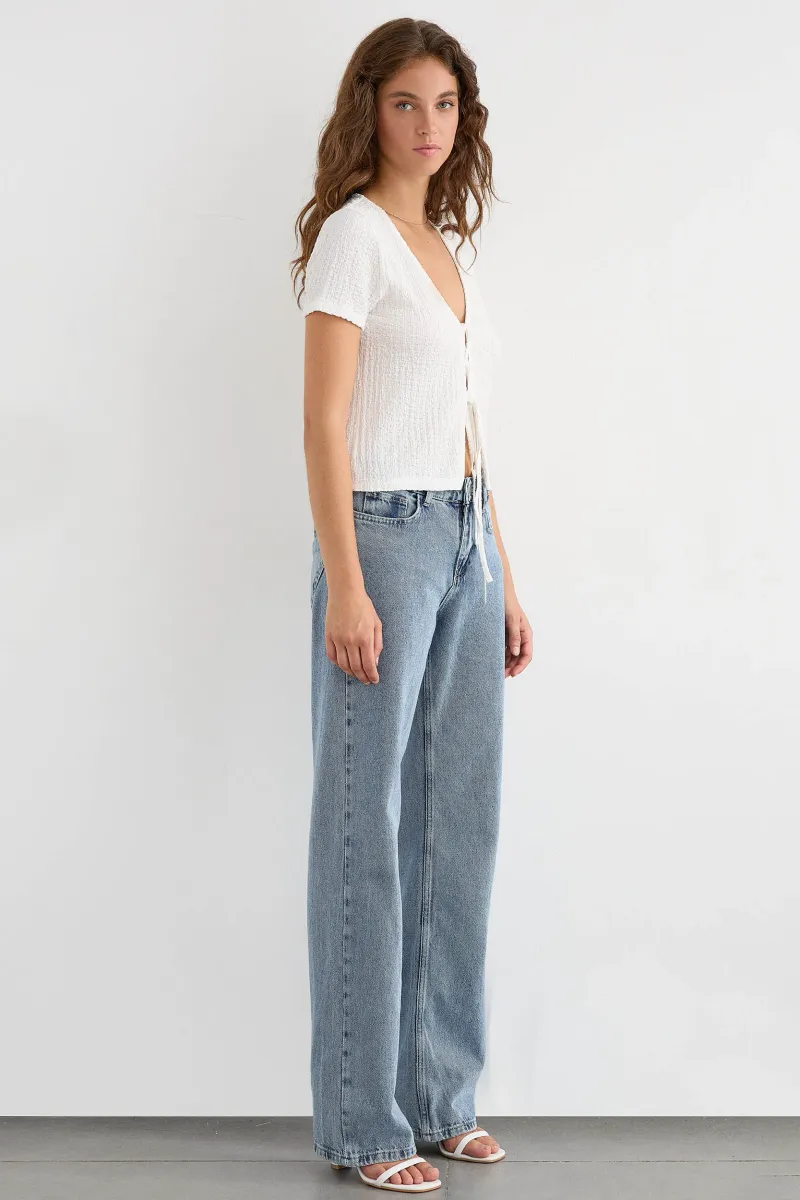 Short Sleeve Tie-Up Detail Blouse 3