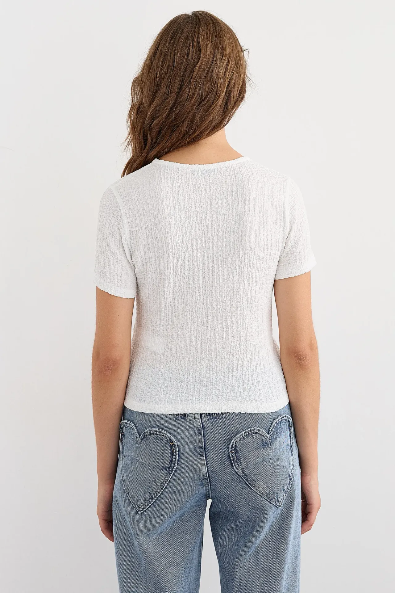 Short Sleeve Tie-Up Detail Blouse