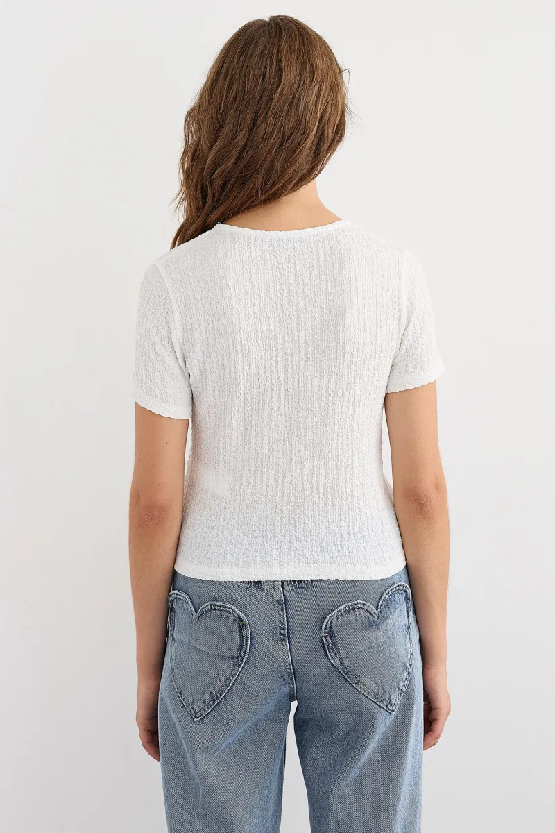 Short Sleeve Tie-Up Detail Blouse 4