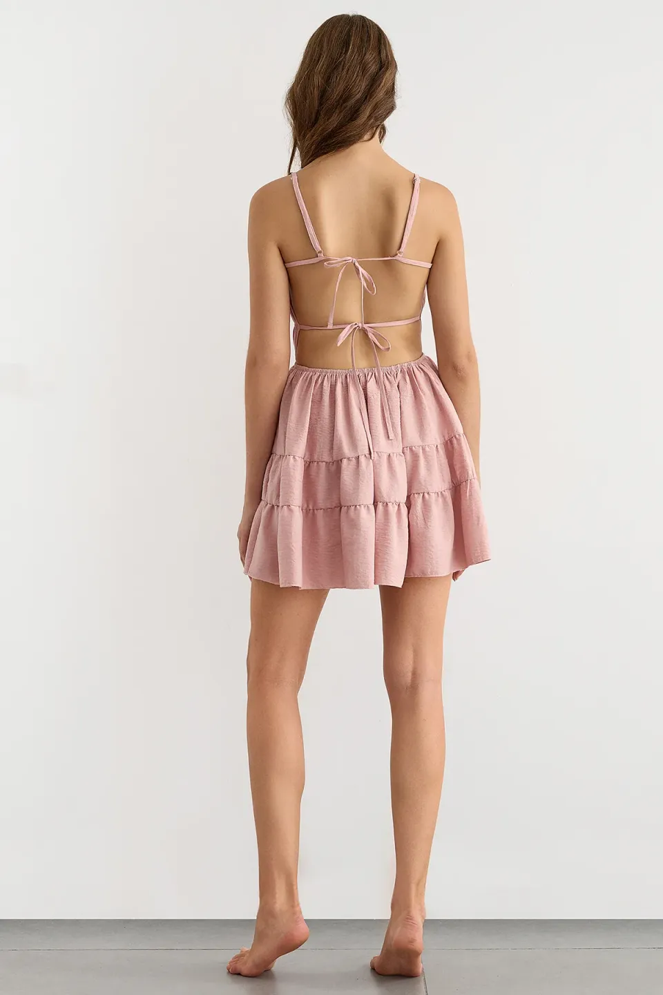 Tie-Up Detail Cotton Mini Dress 4