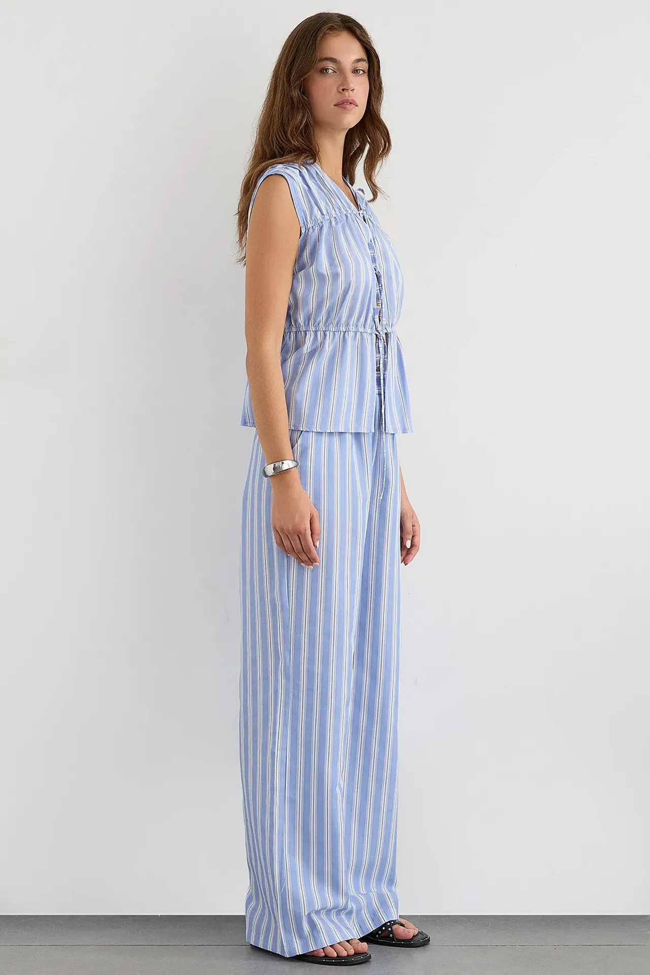 Lace Up Sleeveless Woven Top