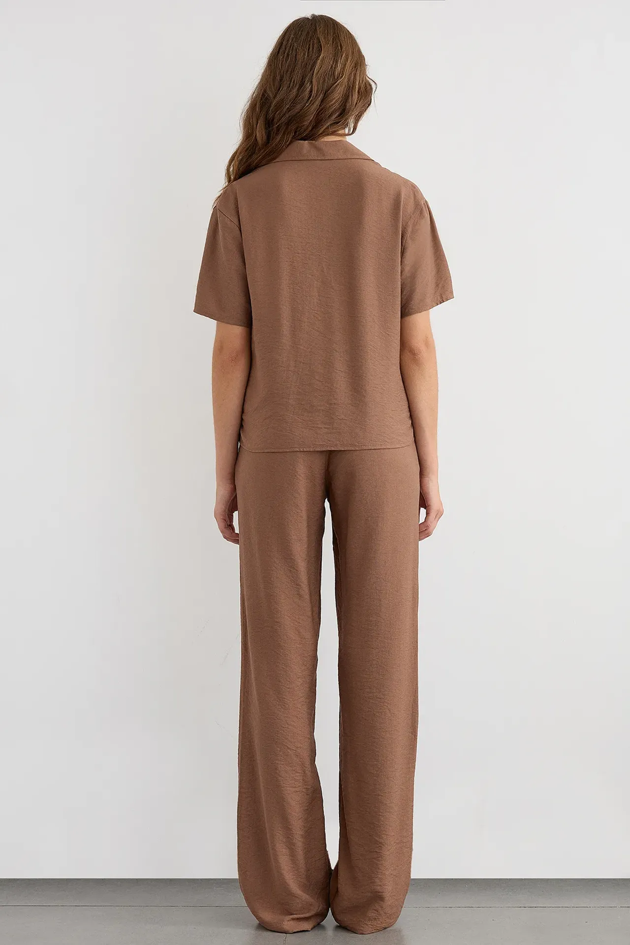 Short Sleeve Buttoned Coords Set with Shirt Collar
