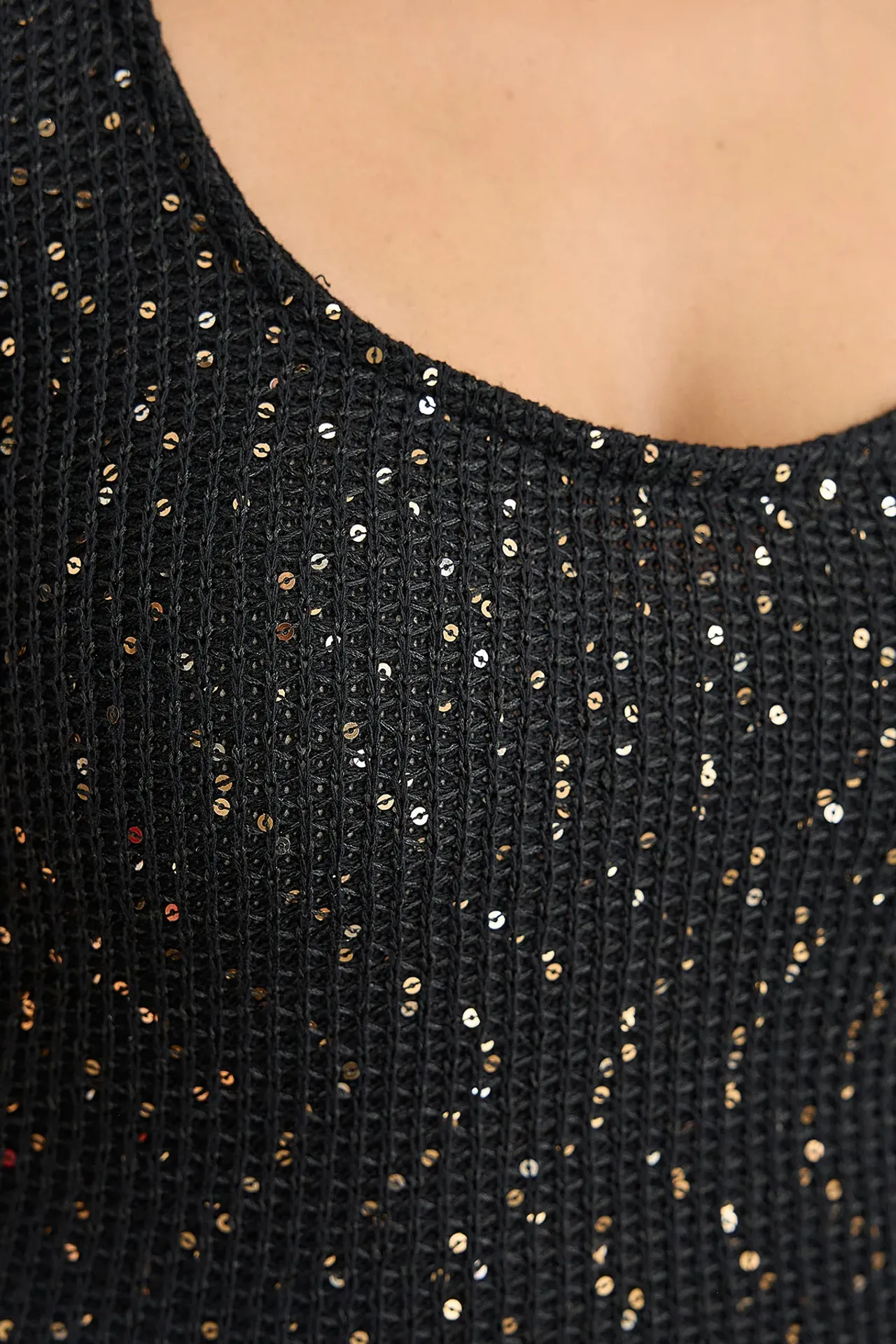 Sequin Knitted Ribbed Cropped Cami Tank Top