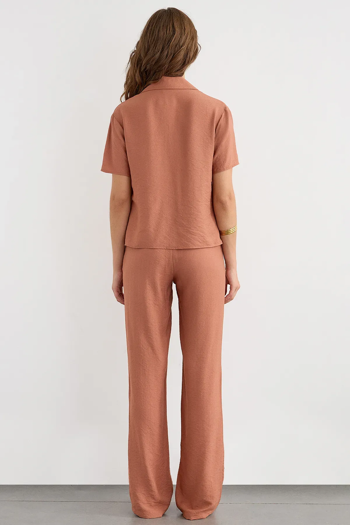 Short Sleeve Buttoned Coords Set with Shirt Collar 6