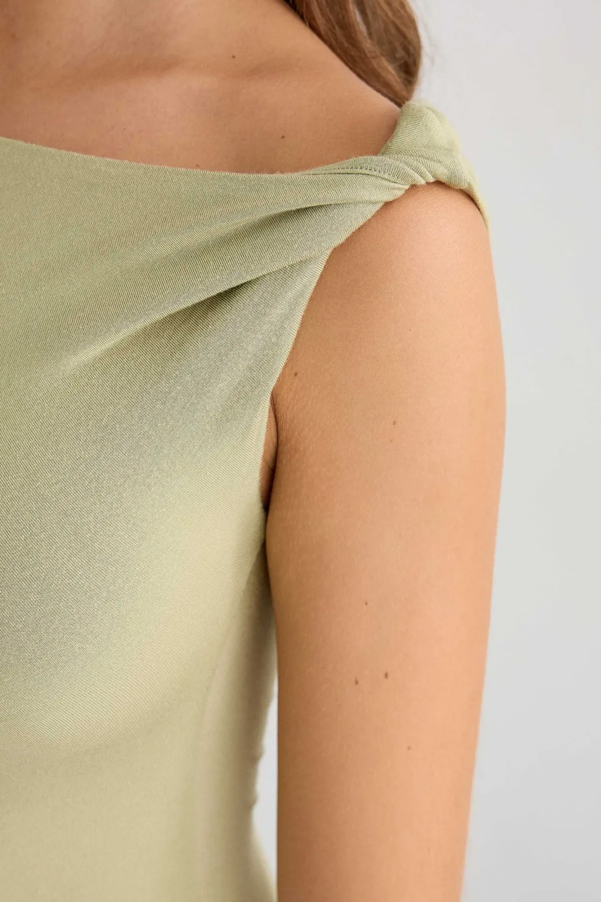 Draped Midi Dress with Shoulder Detail 5