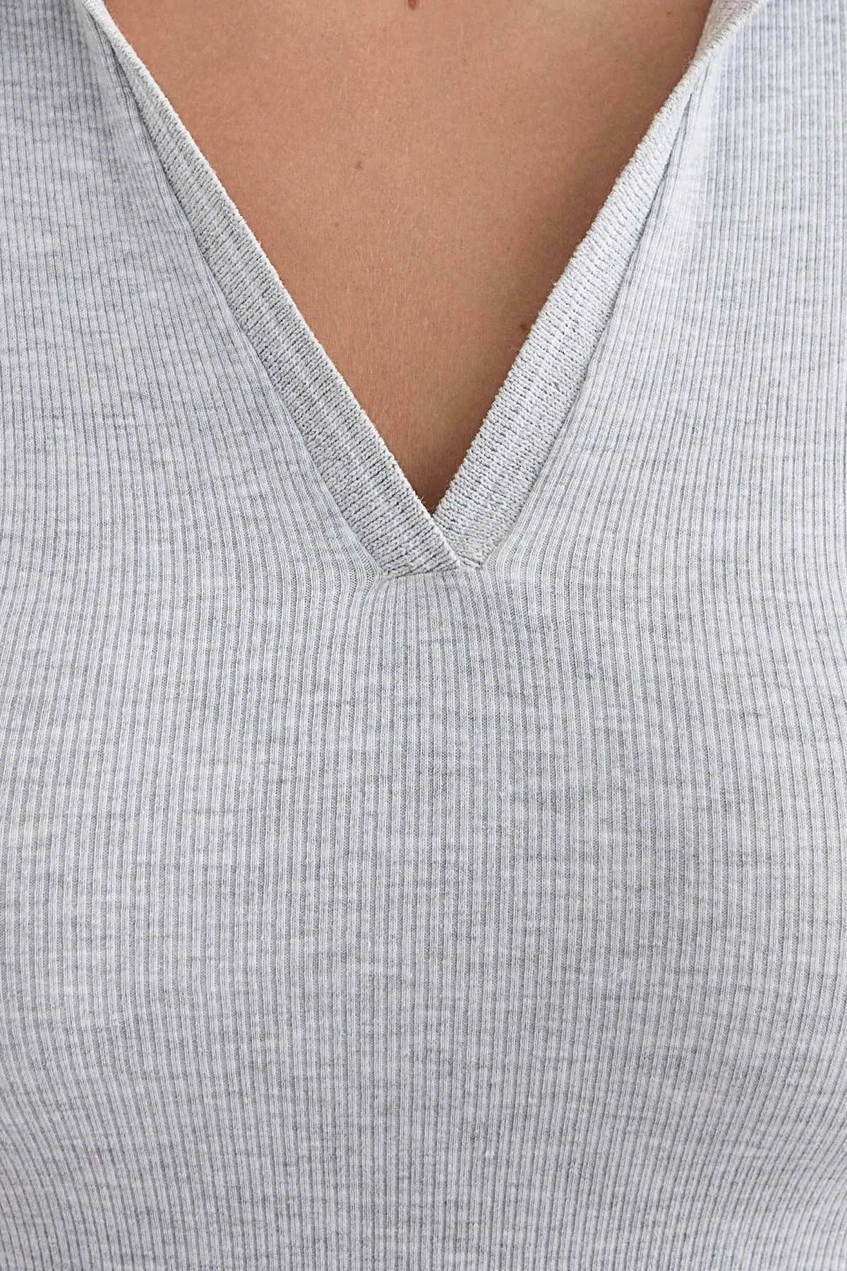 Short Sleeve Ribbed Tee with Shirt Collar 4